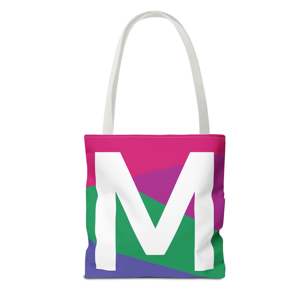 Monogram 'M' Colorblock Tote Bag — Personalized Initial M Shoulder Tote
