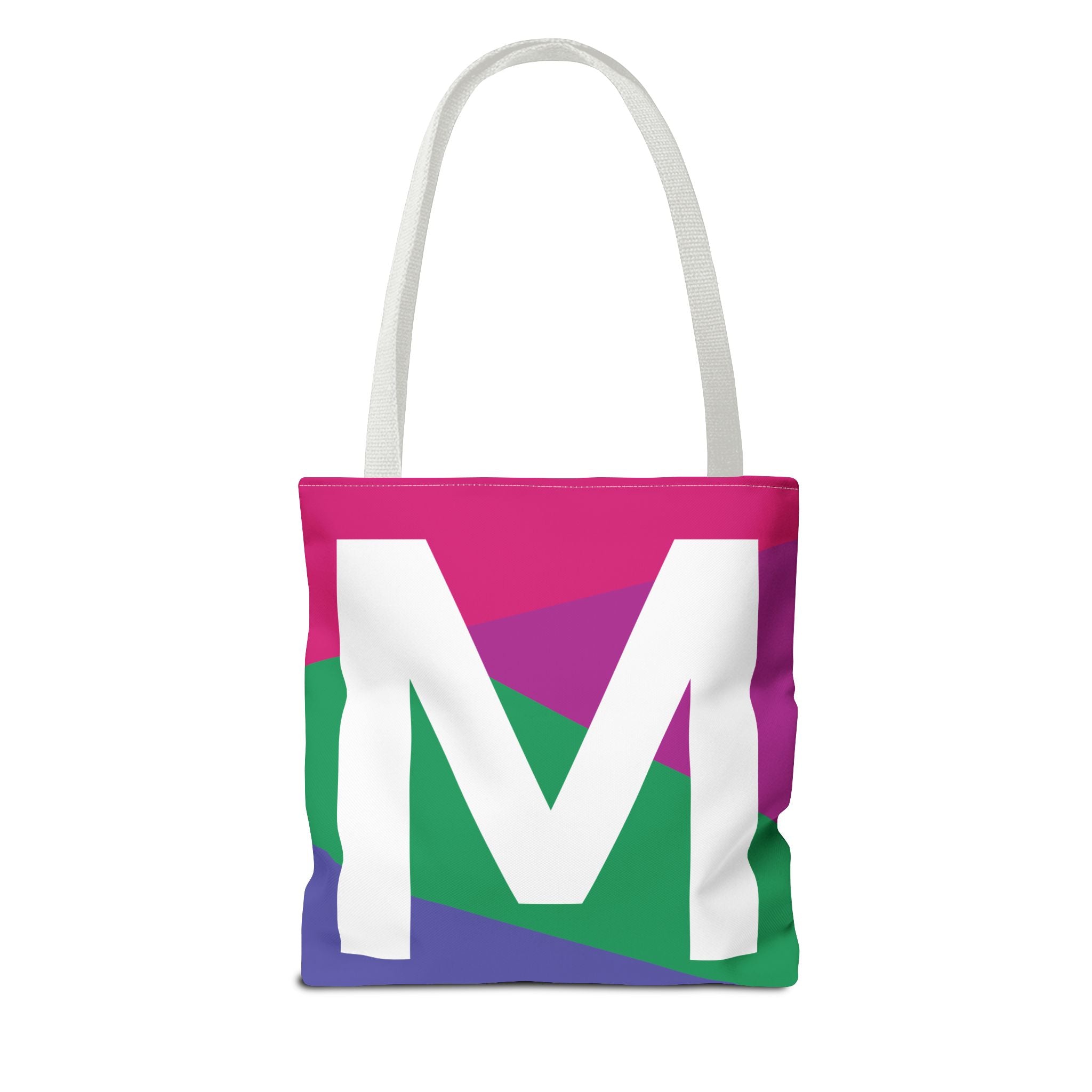 Monogram 'M' Colorblock Tote Bag — Personalized Initial M Shoulder Tote