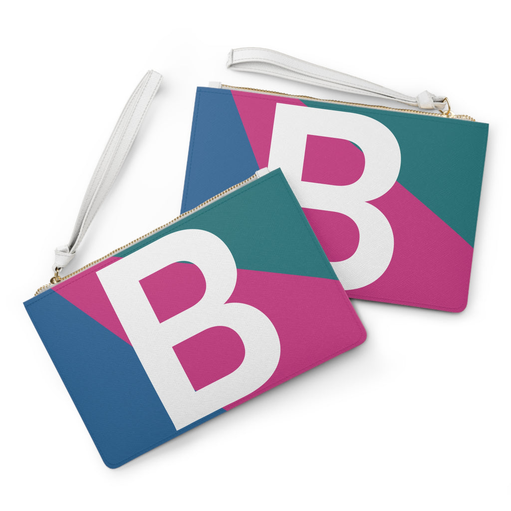 Monogram 'B' Colorblock Clutch Bag — Bold Geometric Wristlet for Everyday & Gifts