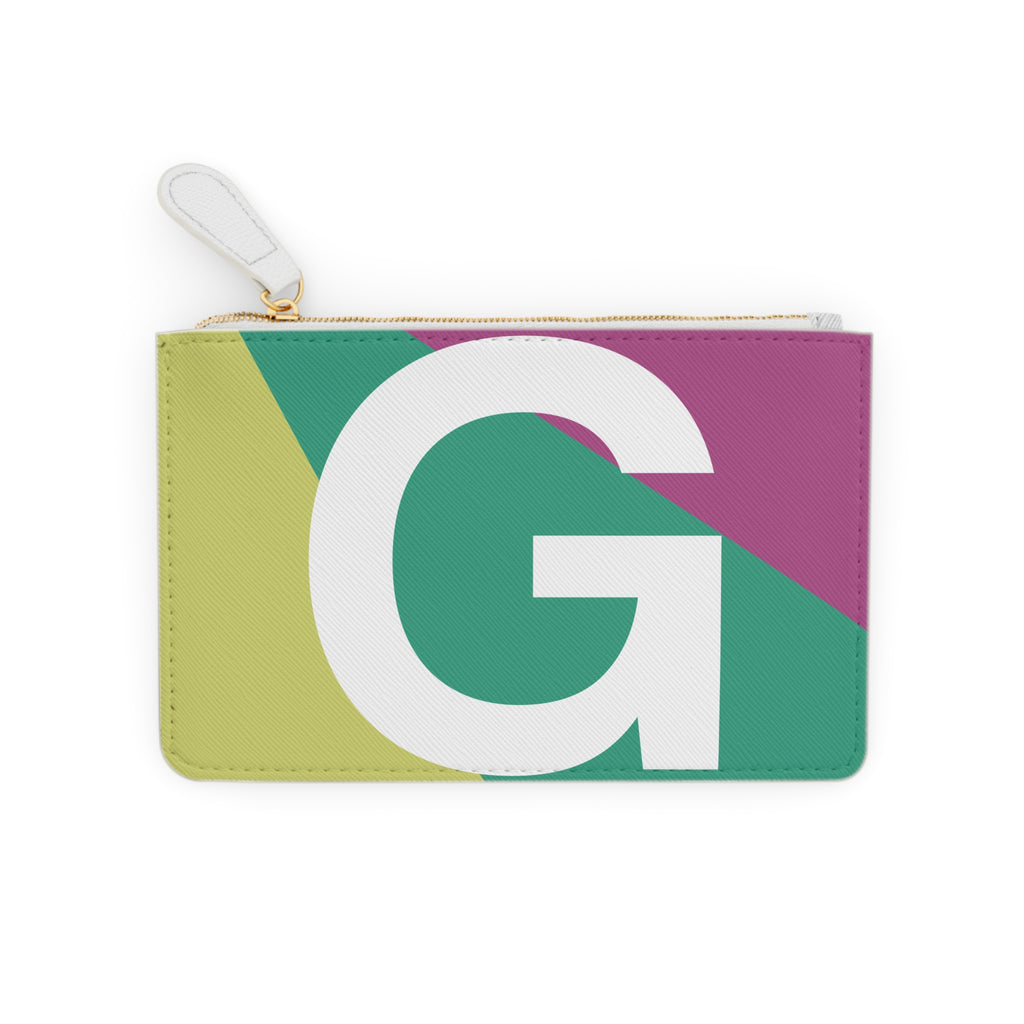 Initial G Mini Clutch — Colorblock Monogram Wristlet Wallet
