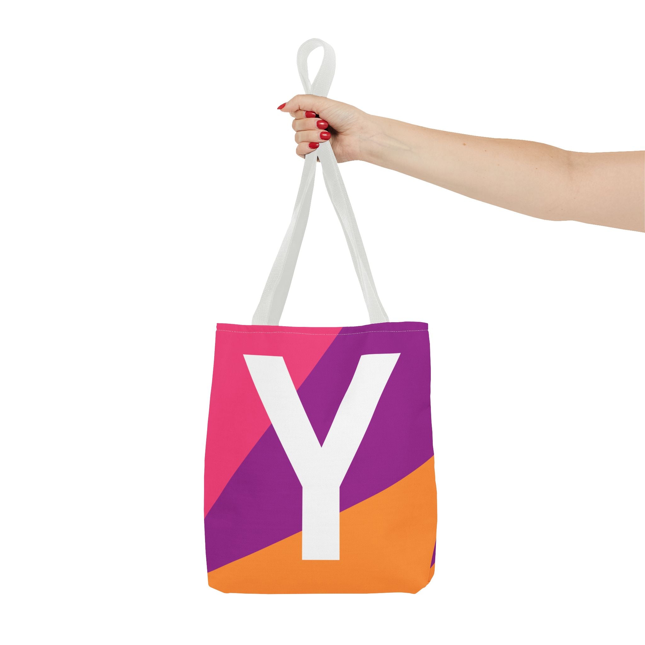 Monogram 'Y' Colorblock Tote Bag — Personalized Initial Y Shoulder Tote