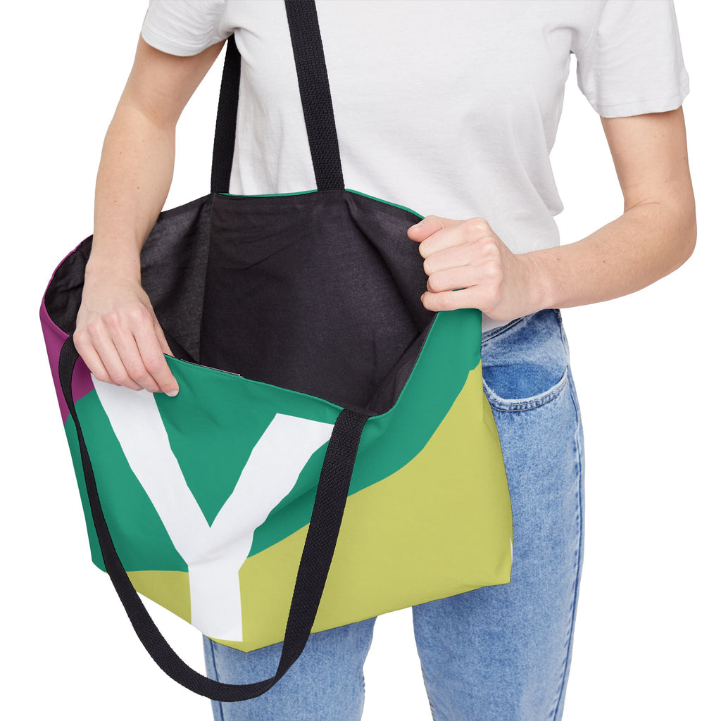 Personalized 'Y' Colorblock Tote Bag — Monogram Weekender Tote