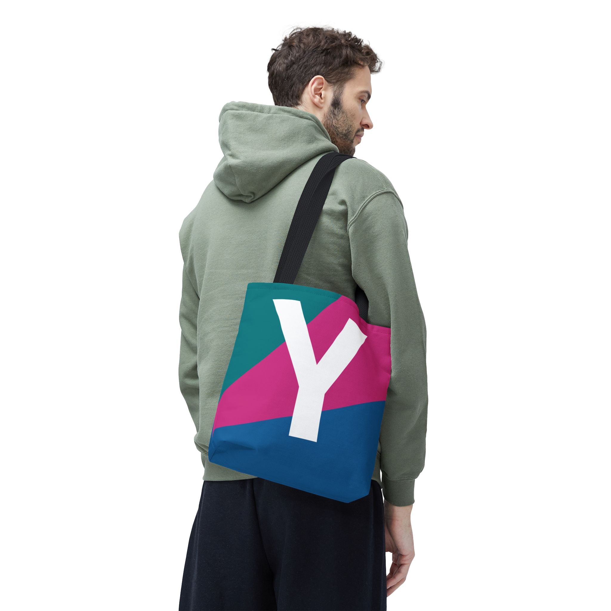 Monogram 'Y' Colorblock Tote Bag — Personalized Initial Y Shoulder Tote