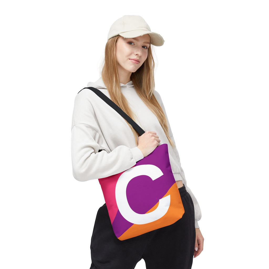 Monogram 'C' Colorblock Tote Bag — Personalized Initial C Shoulder Tote