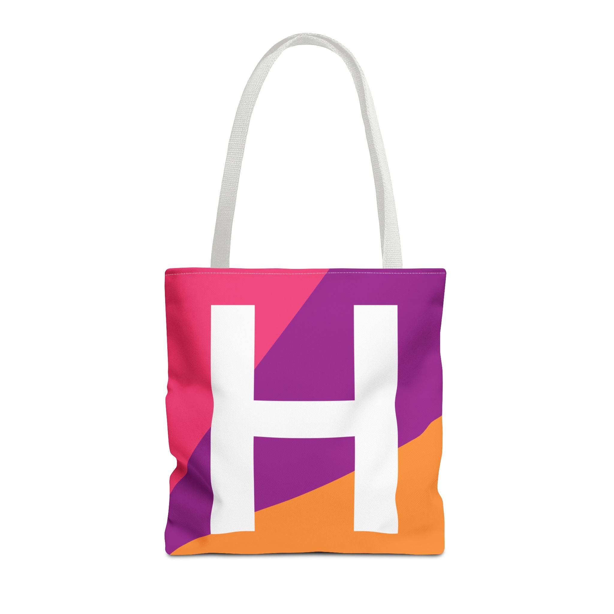 Monogram 'H' Colorblock Tote Bag — Personalized Initial H Shoulder Tote