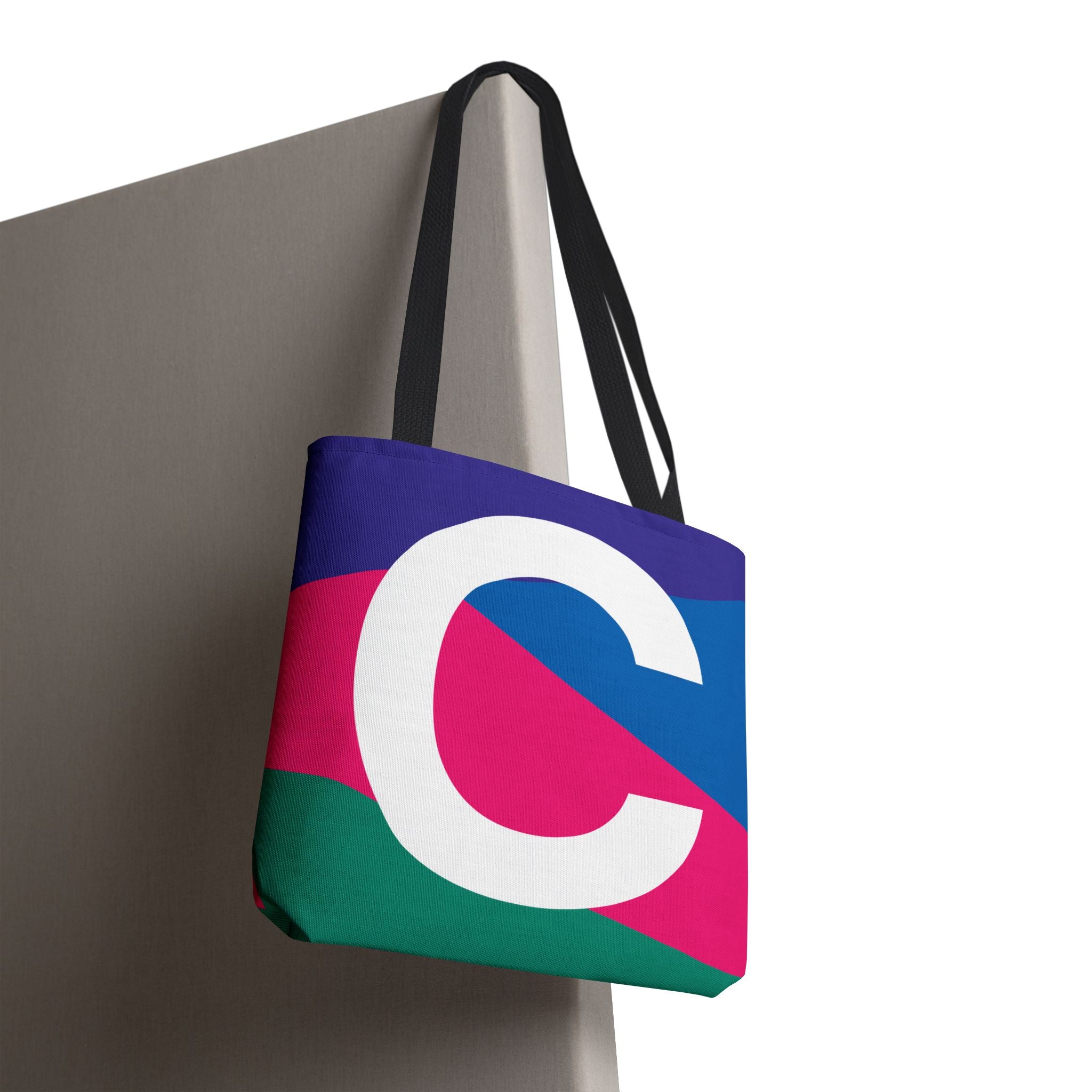 Monogram 'C' Colorblock Tote Bag — Personalized Initial C Shoulder Tote
