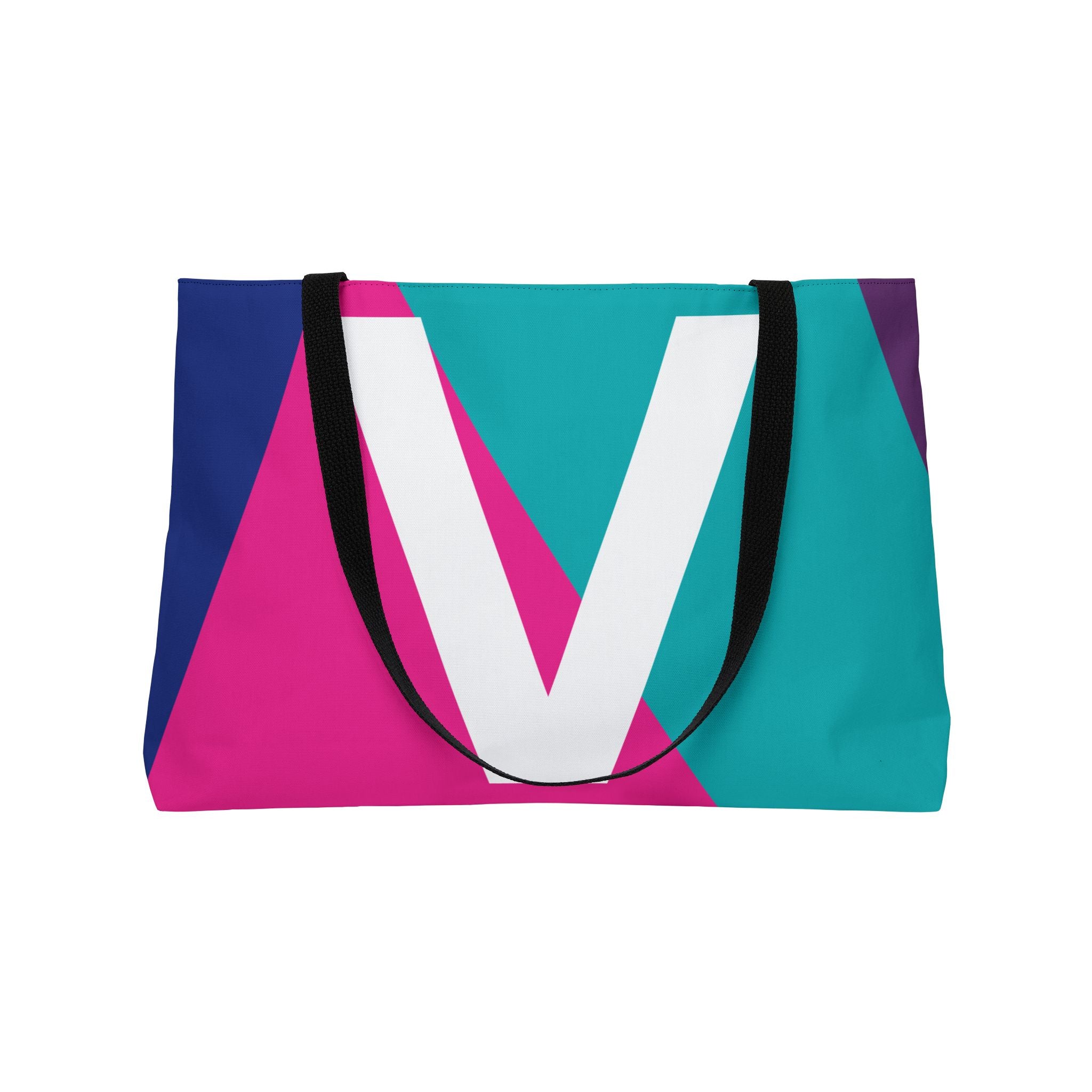 Personalized 'V' Colorblock Tote Bag — Monogram Weekender Tote