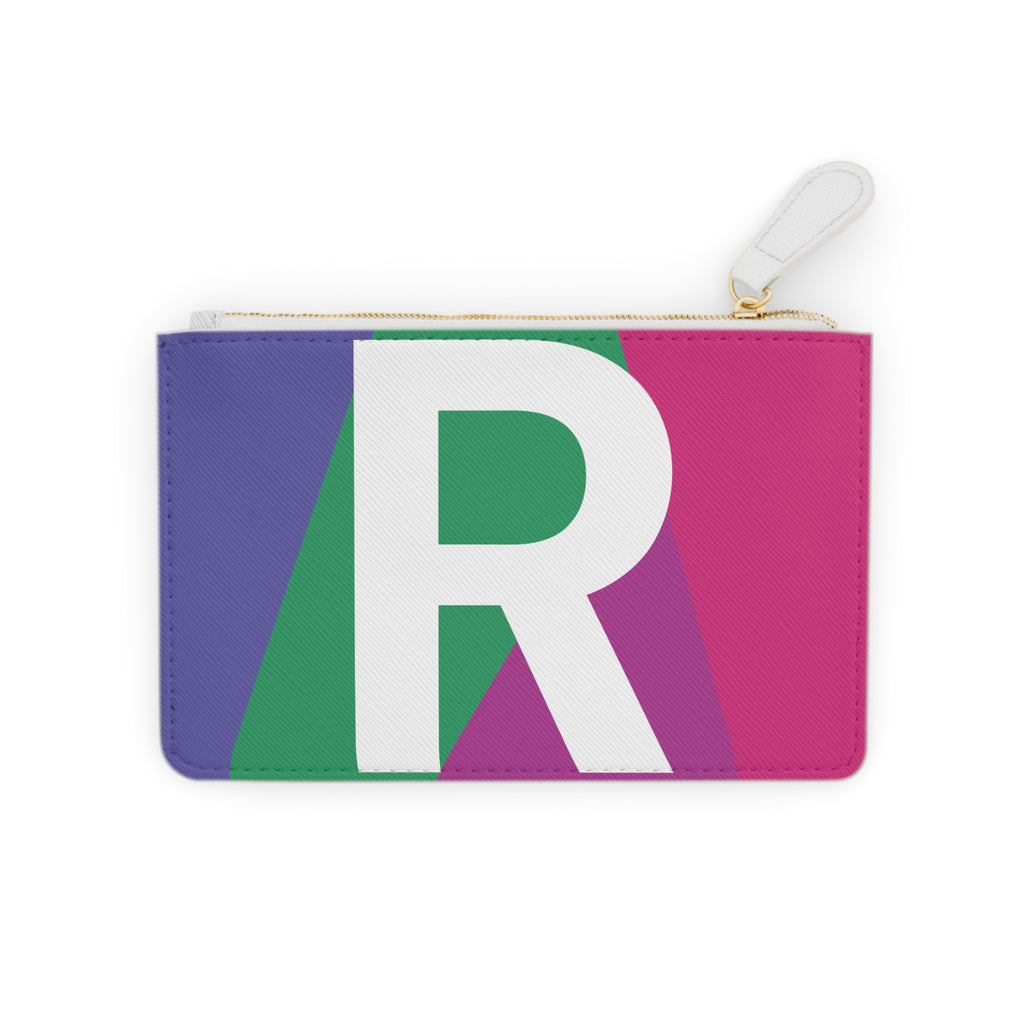 Initial R Mini Clutch — Colorblock Monogram Wristlet Wallet