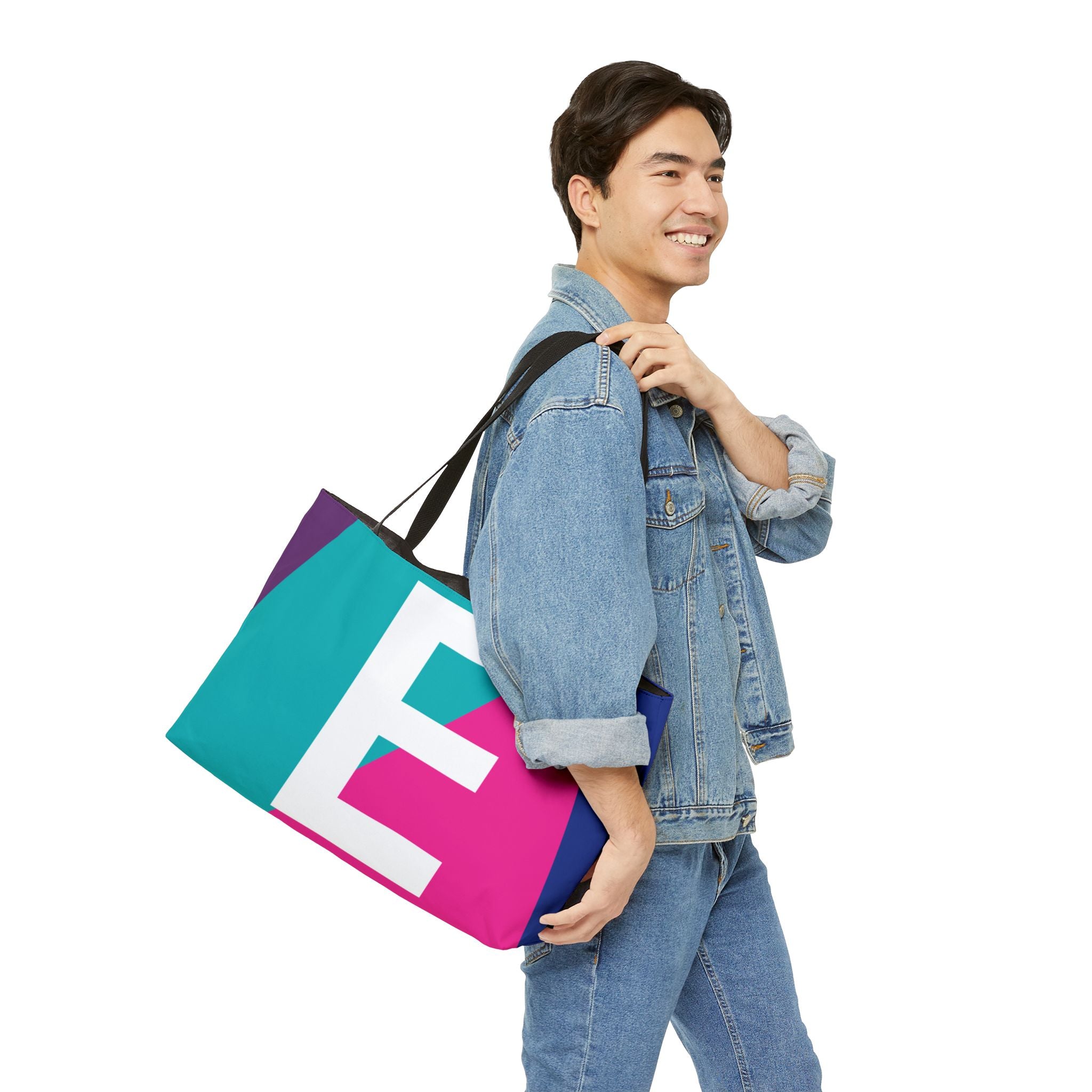 Personalized 'E' Colorblock Tote Bag — Monogram Weekender Tote