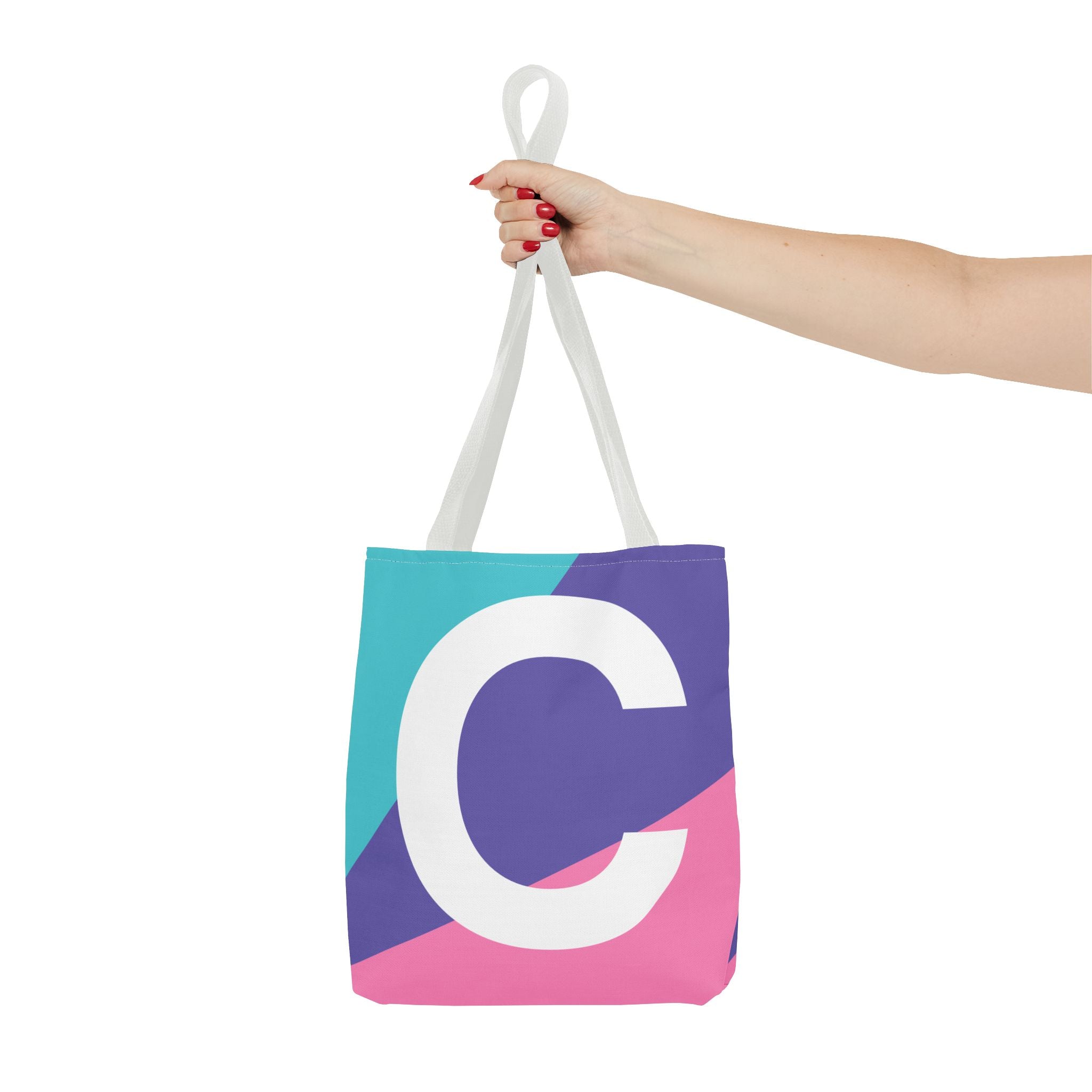 Monogram 'C' Colorblock Tote Bag — Personalized Initial C Shoulder Tote