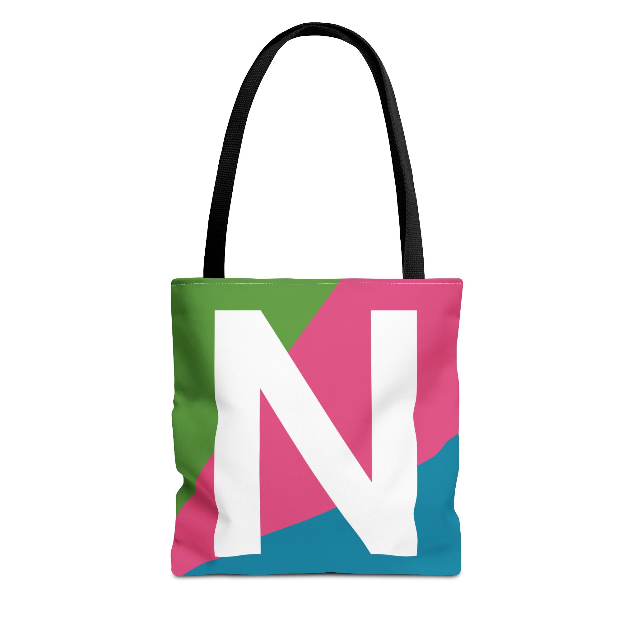 Monogram 'N' Colorblock Tote Bag — Personalized Initial N Shoulder Tote