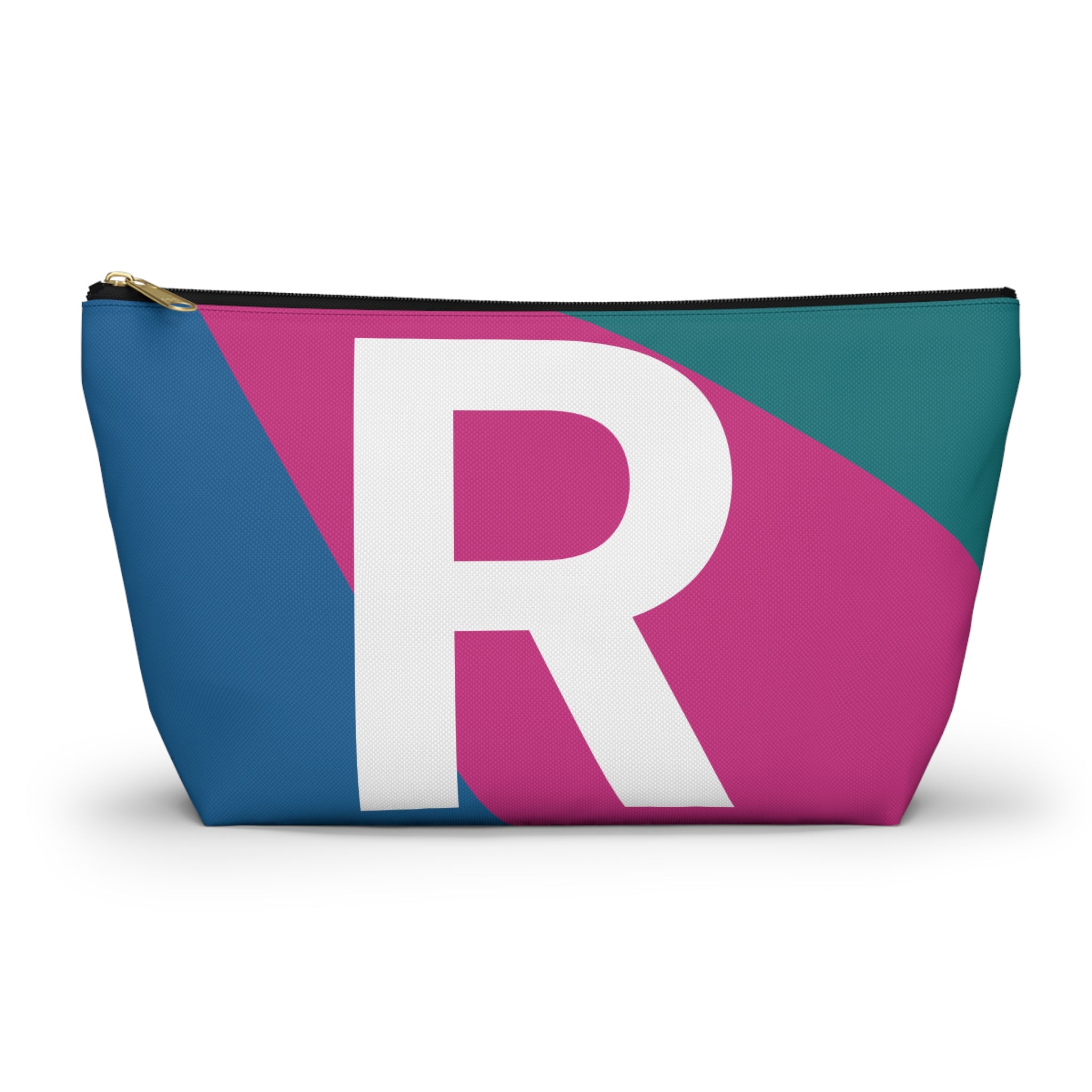 Initials Colorblock Accessory Pouch — Monogram R T-Bottom Cosmetic Bag