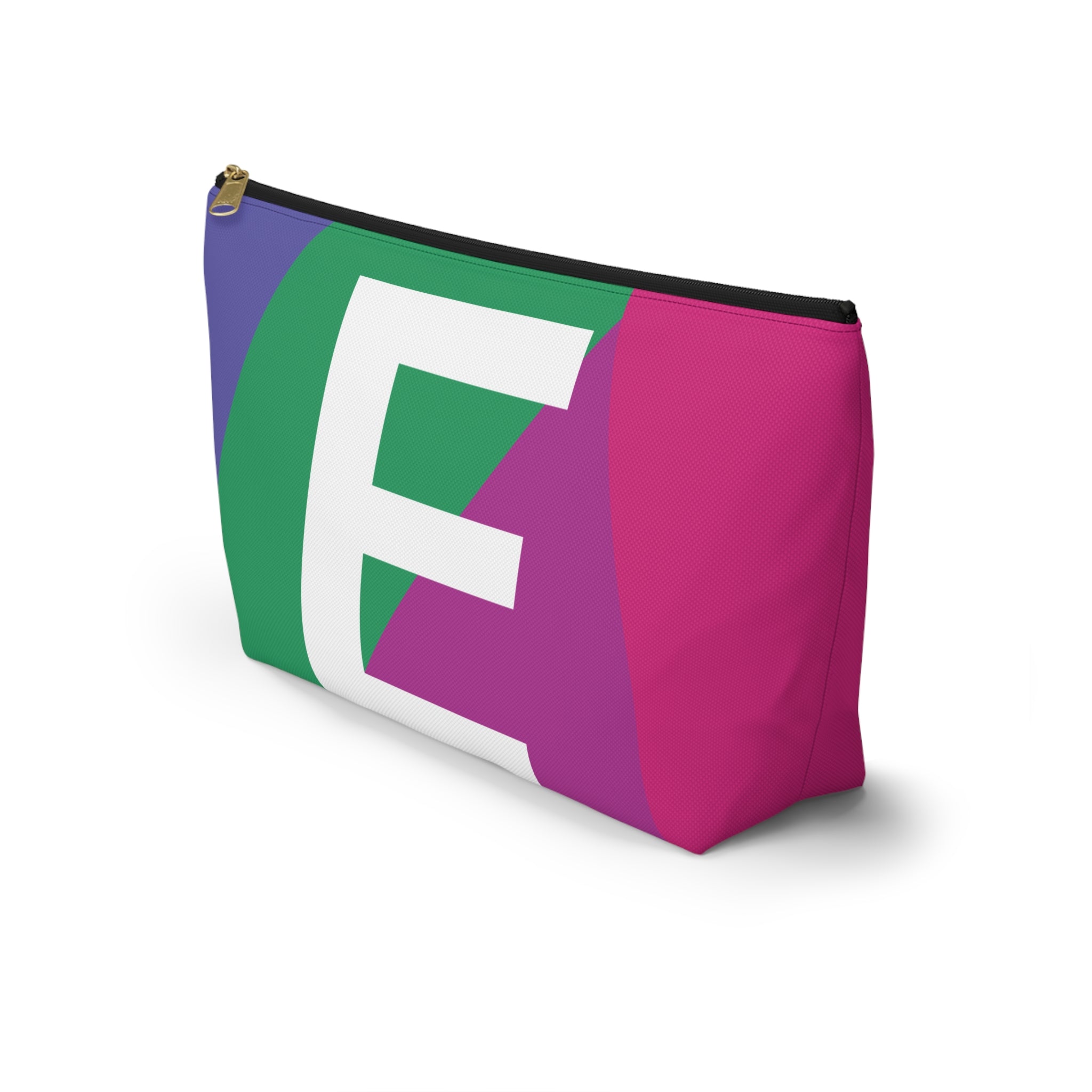 Initials Colorblock Accessory Pouch — Monogram E T-Bottom Cosmetic Bag