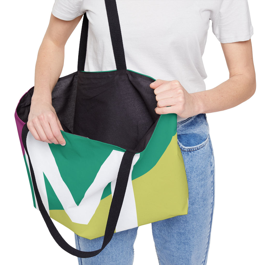 Personalized 'M' Colorblock Tote Bag — Monogram Weekender Tote