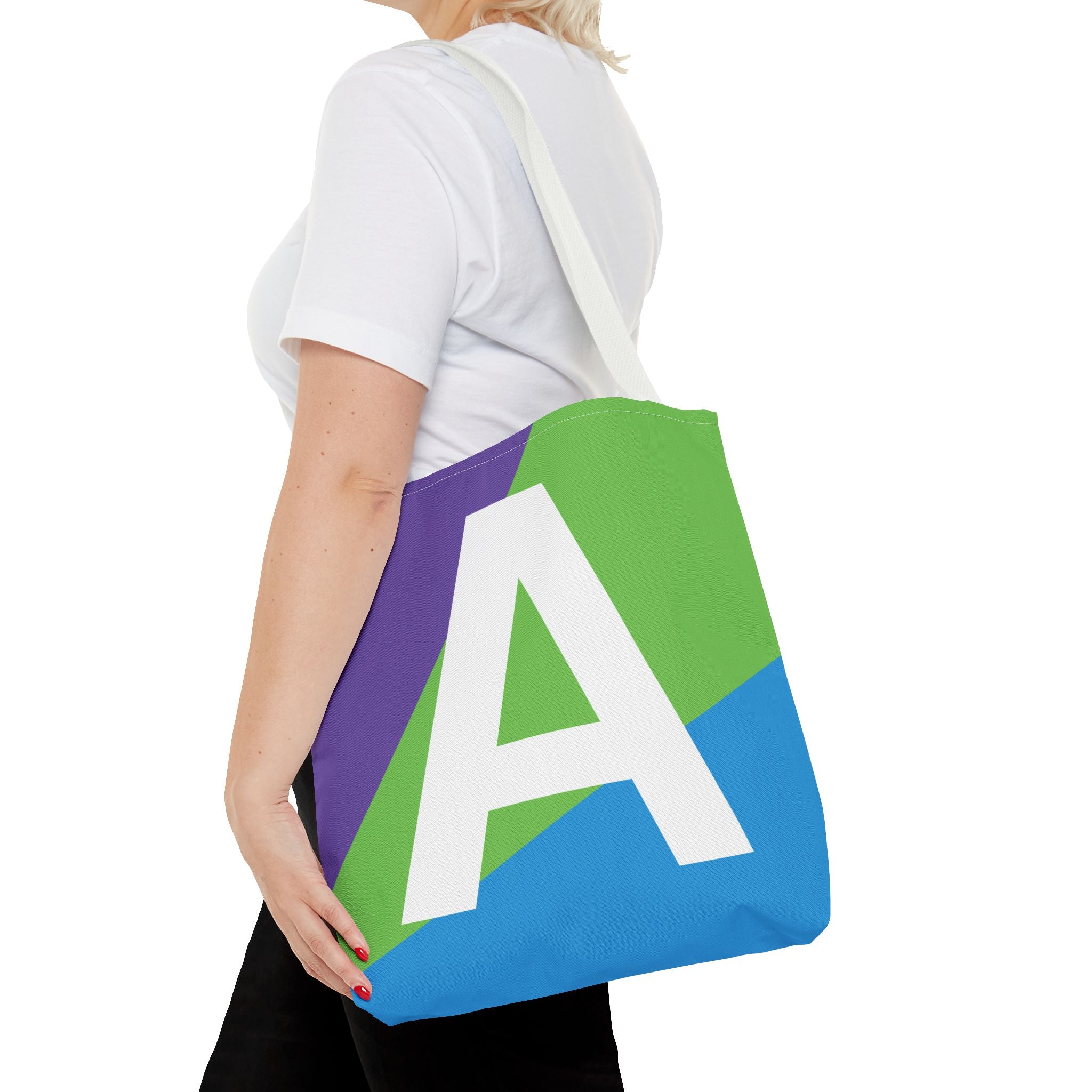 Monogram 'A' Colorblock Tote Bag — Personalized Initial A Shoulder Tote