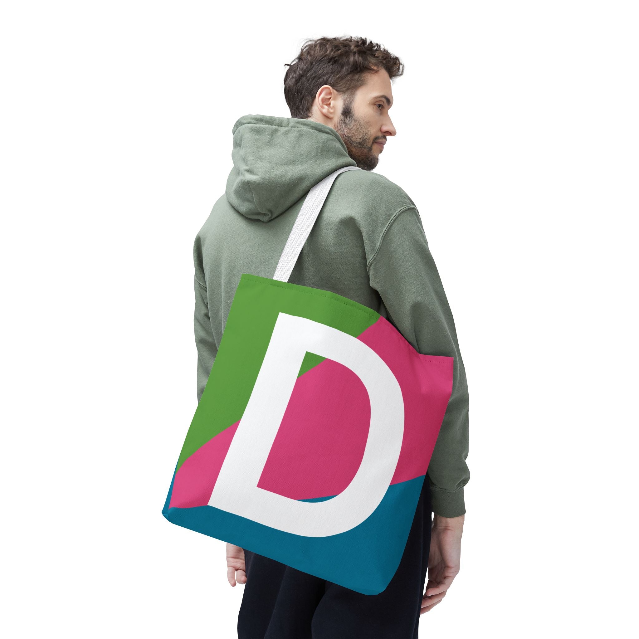 Monogram 'D' Colorblock Tote Bag — Personalized Initial D Shoulder Tote