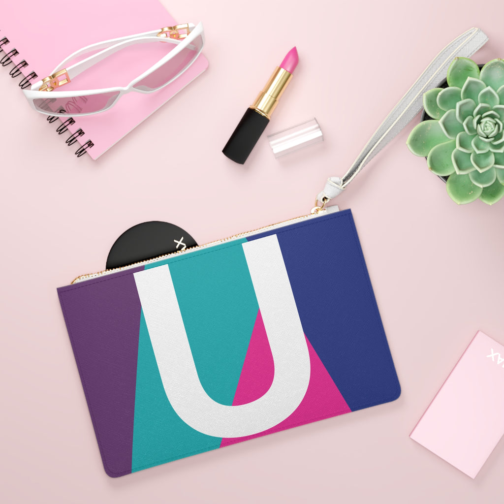 Monogram 'U' Colorblock Clutch Bag — Bold Geometric Wristlet for Everyday & Gifts