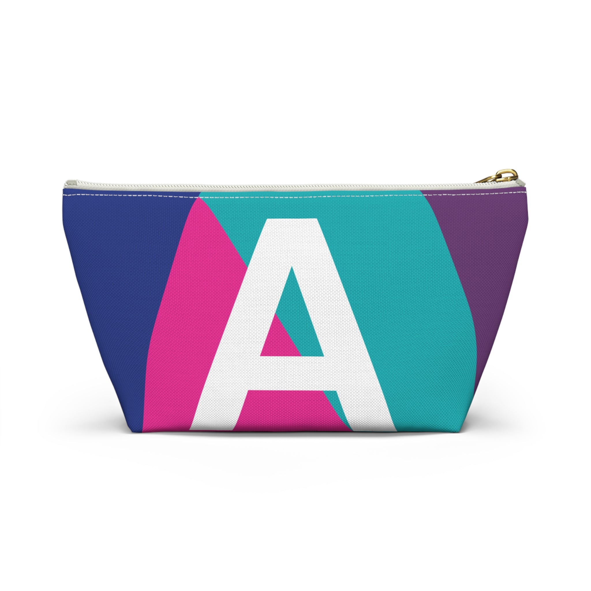 Initials Colorblock Accessory Pouch — Monogram A T-Bottom Cosmetic Bag