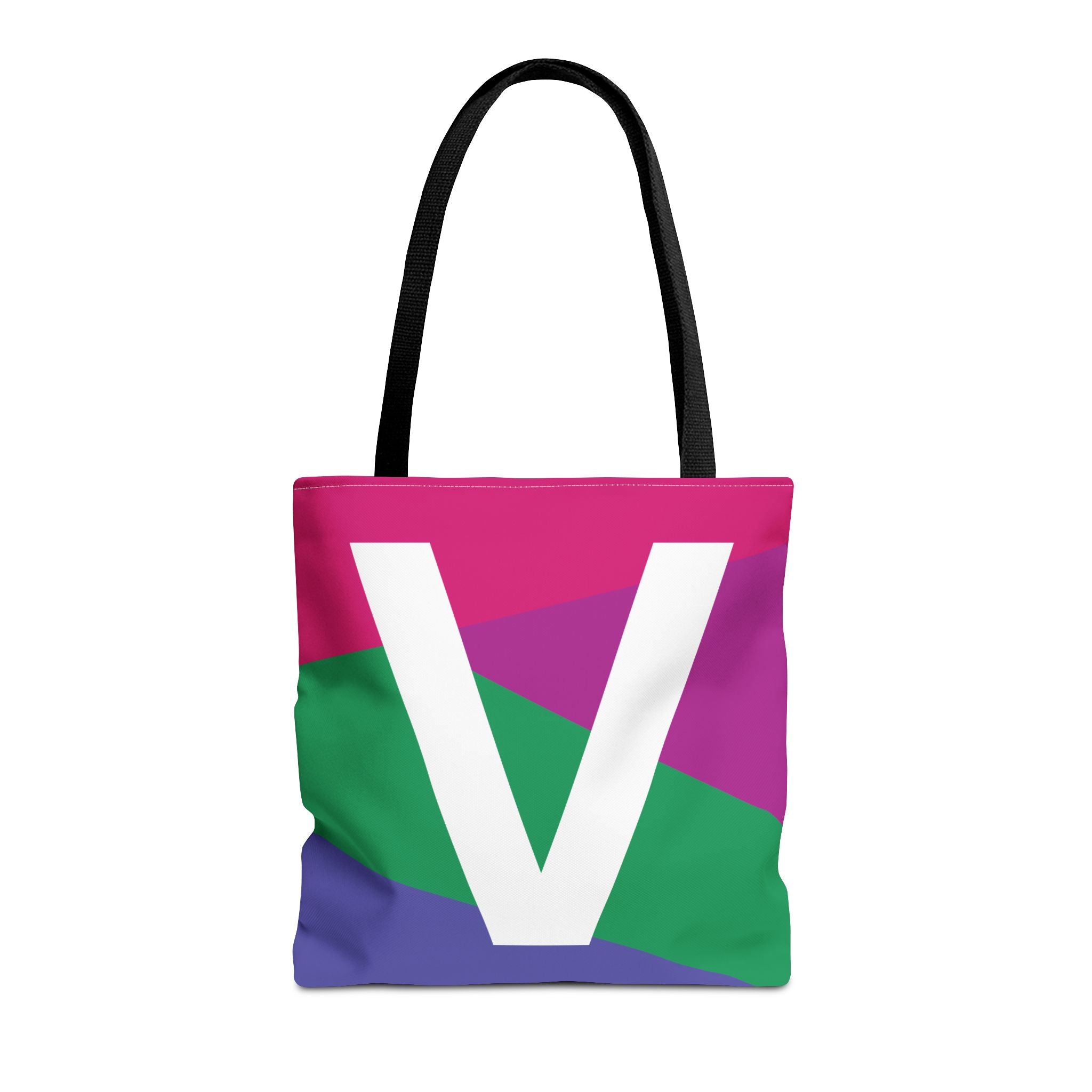 Monogram 'V' Colorblock Tote Bag — Personalized Initial V Shoulder Tote