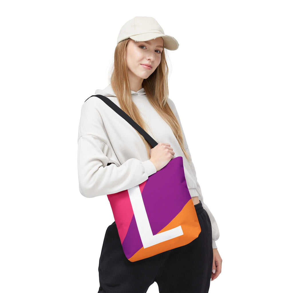 Monogram 'L' Colorblock Tote Bag — Personalized Initial L Shoulder Tote