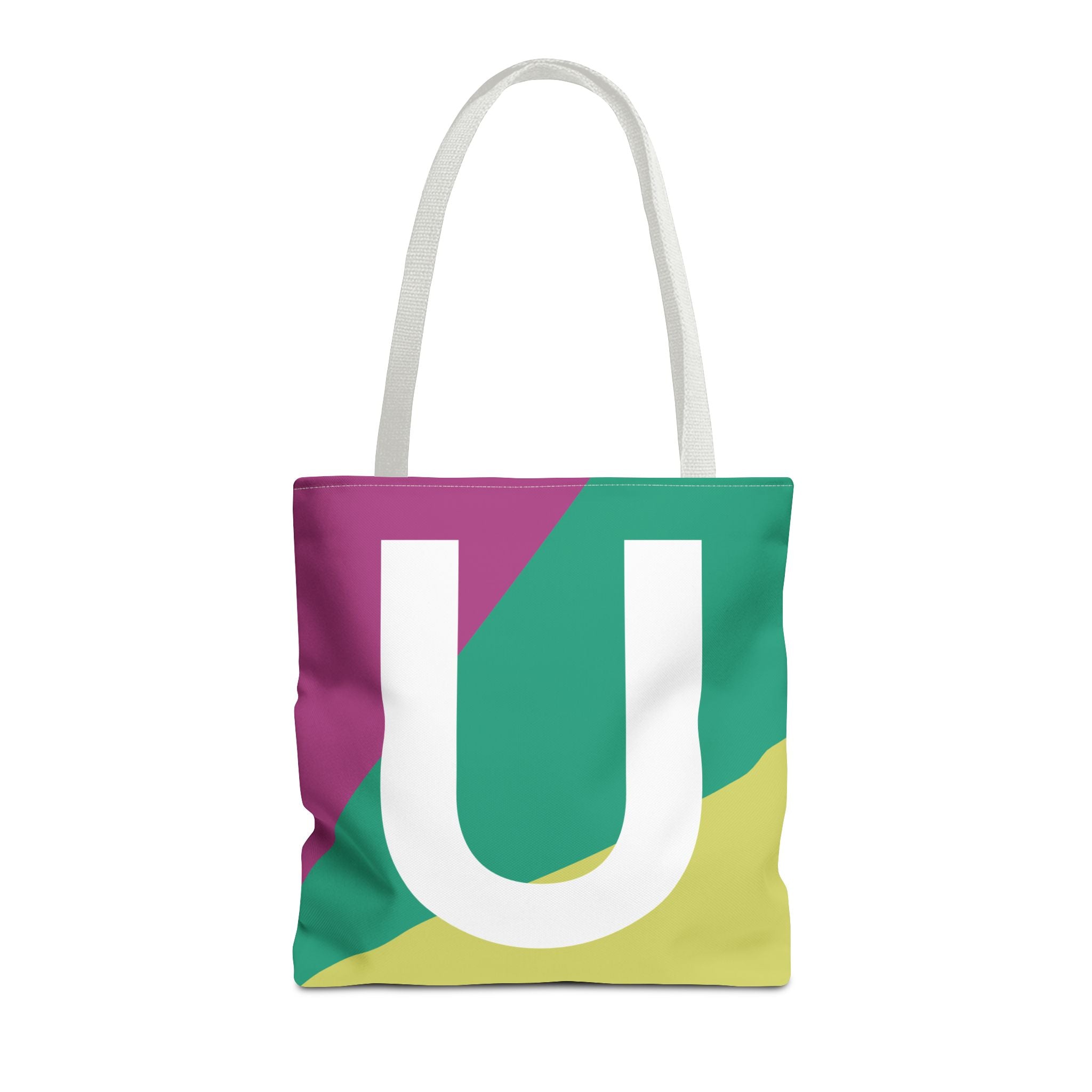 Monogram 'U' Colorblock Tote Bag — Personalized Initial U Shoulder Tote