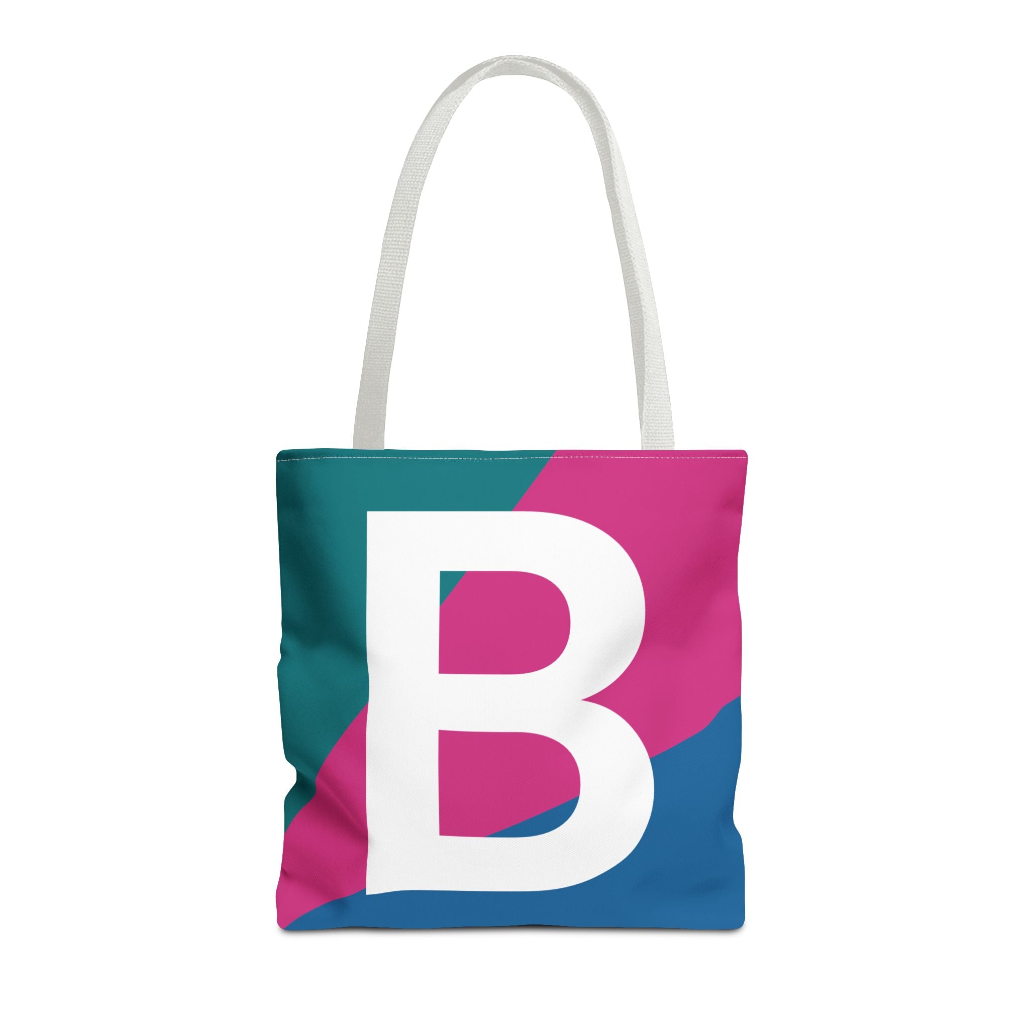 Monogram 'B' Colorblock Tote Bag — Personalized Initial B Shoulder Tote