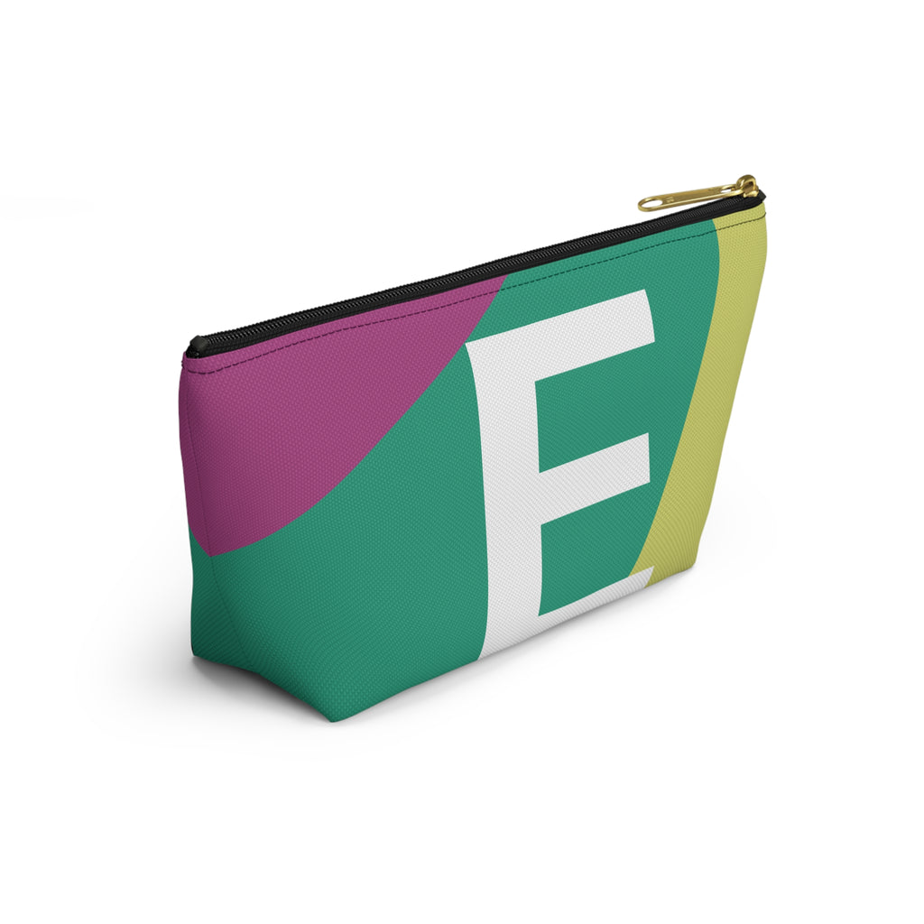 Initials Colorblock Accessory Pouch — Monogram E T-Bottom Cosmetic Bag