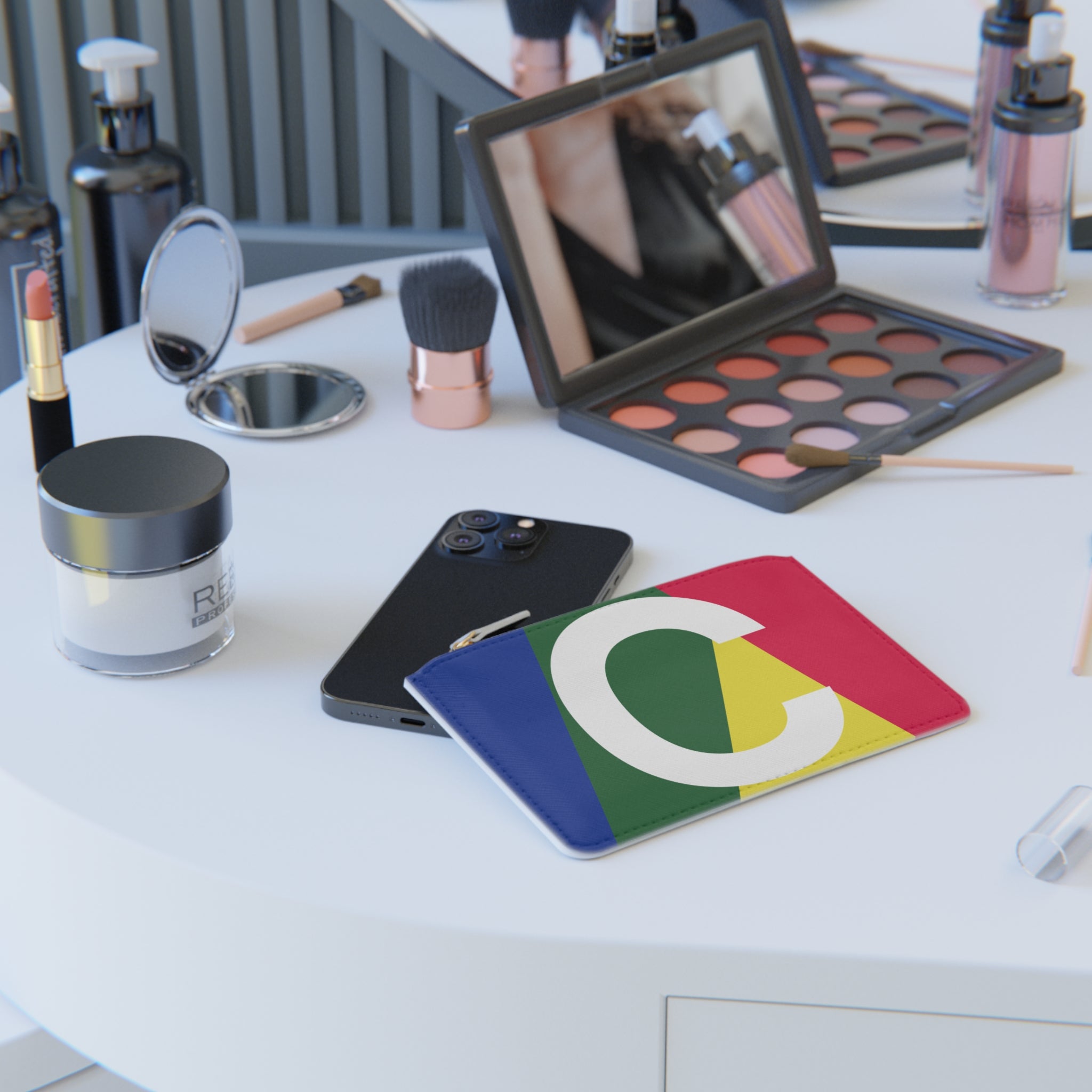 Initial C Mini Clutch — Colorblock Monogram Wristlet Wallet
