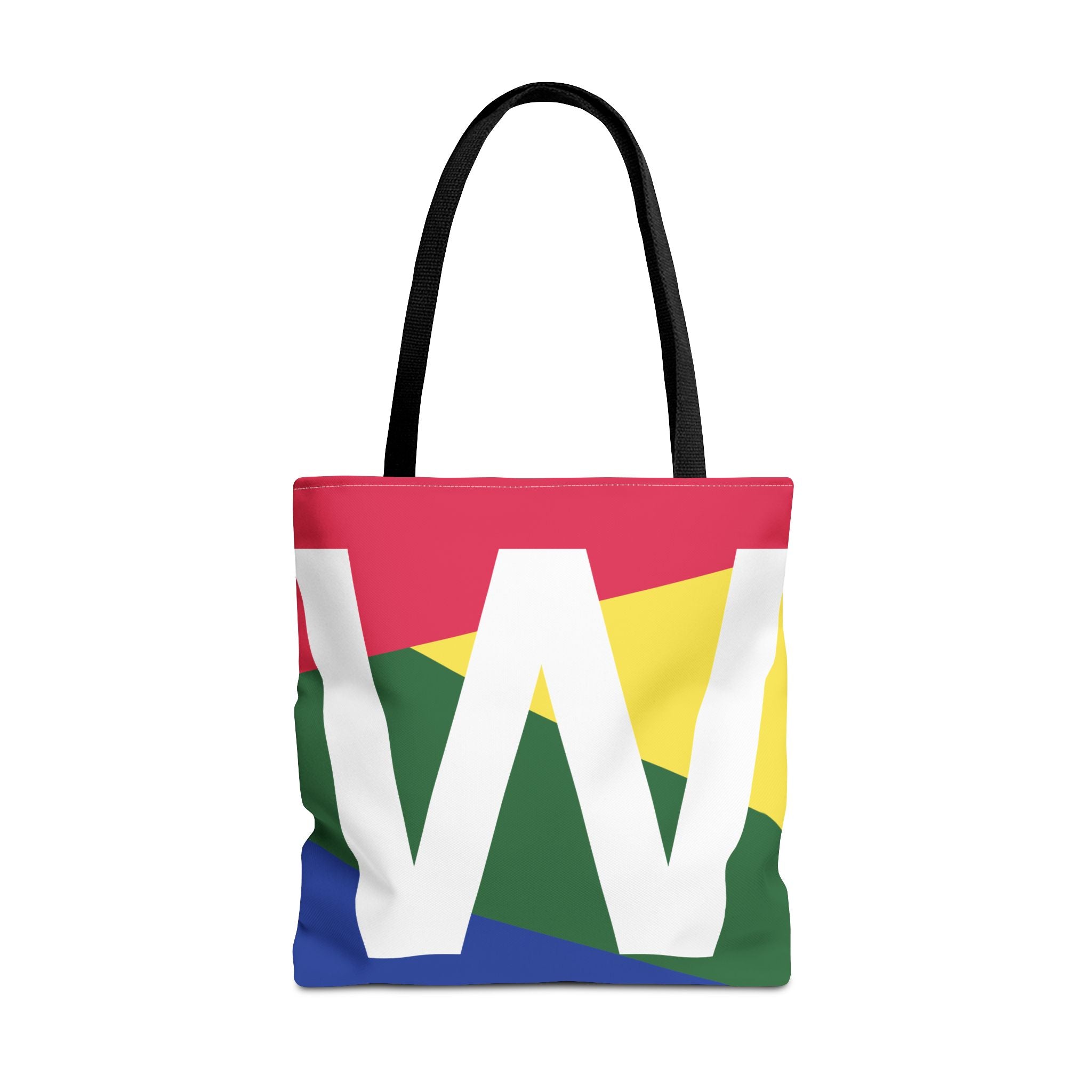 Monogram 'W' Colorblock Tote Bag — Personalized Initial W Shoulder Tote