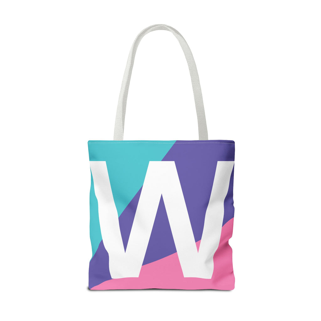 Monogram 'W' Colorblock Tote Bag — Personalized Initial W Shoulder Tote