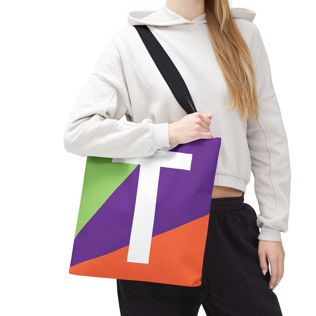 Monogram 'T' Colorblock Tote Bag — Personalized Initial T Shoulder Tote