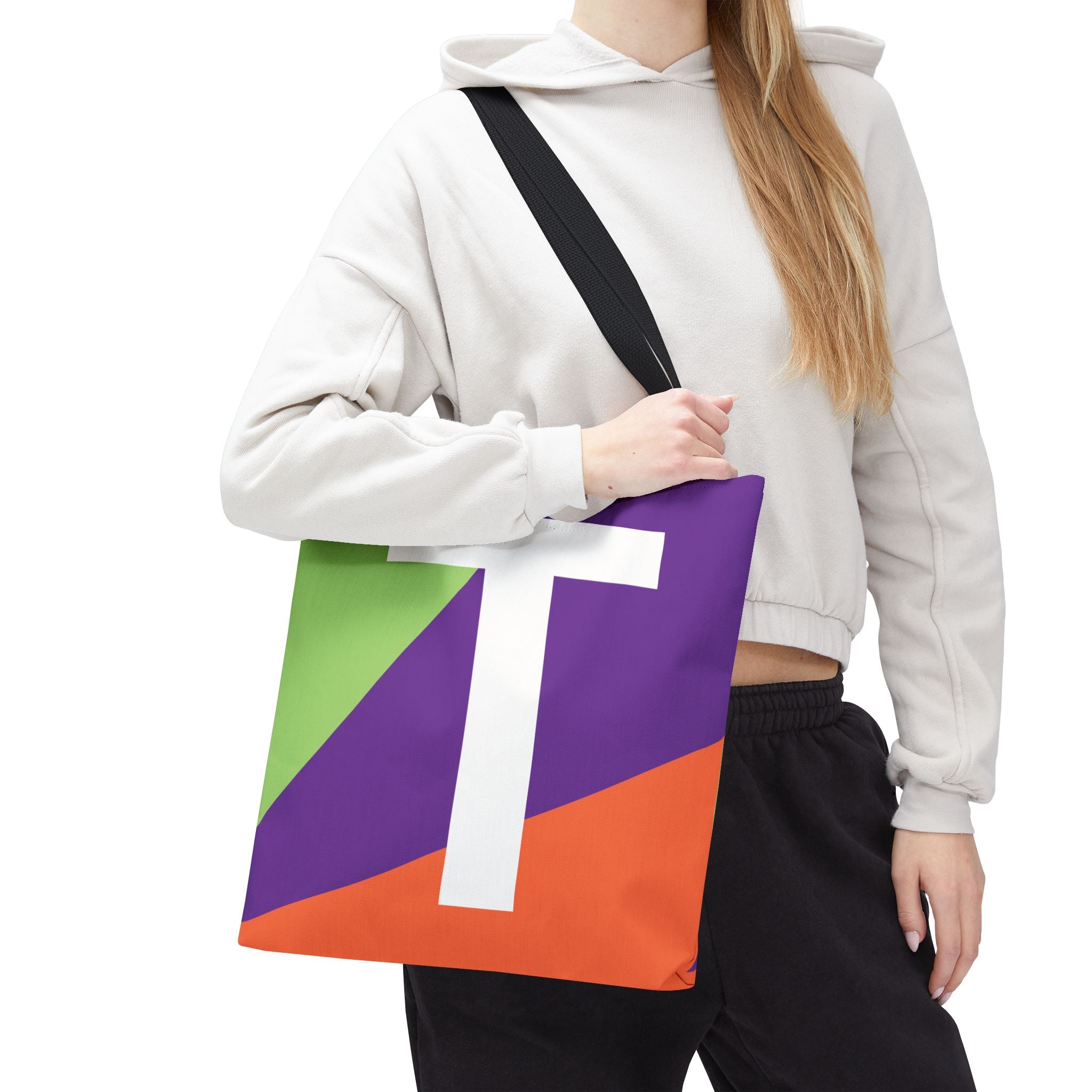 Monogram 'T' Colorblock Tote Bag — Personalized Initial T Shoulder Tote