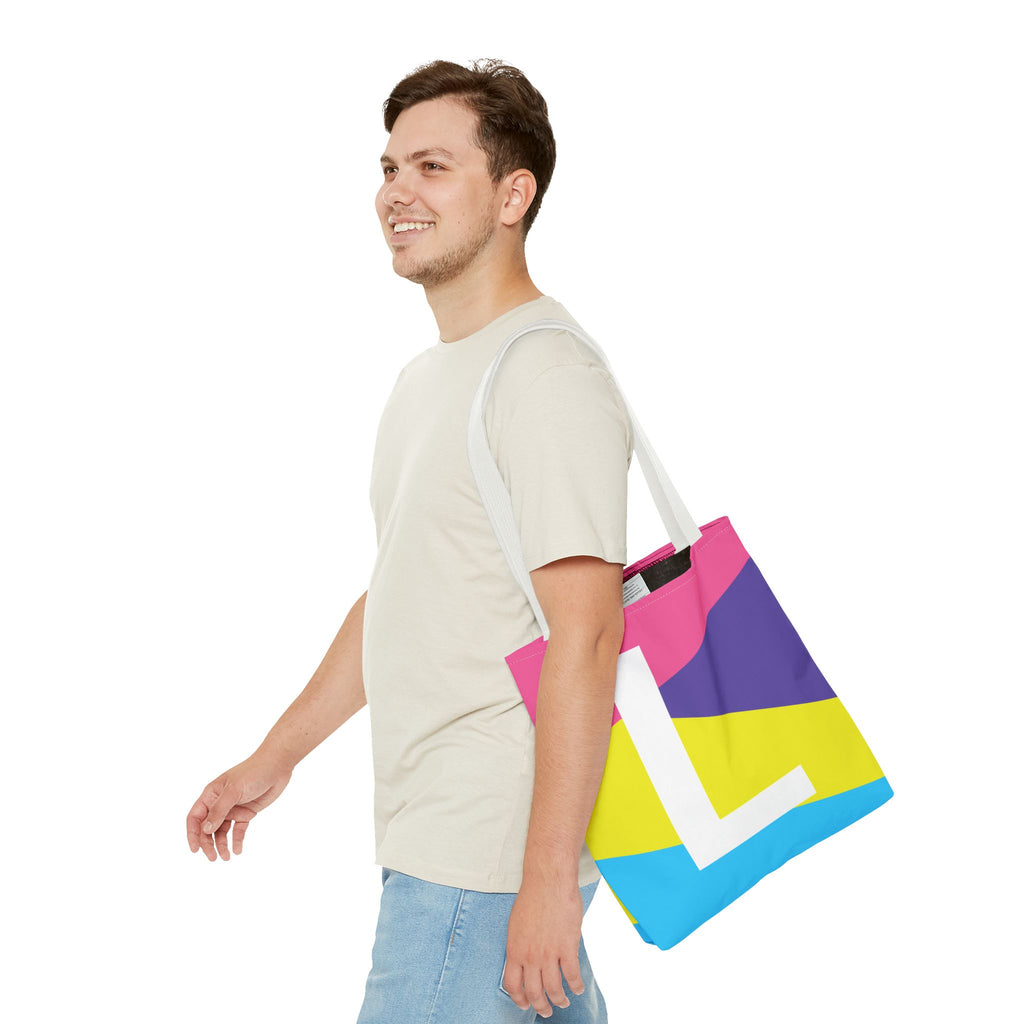 Monogram 'L' Colorblock Tote Bag — Personalized Initial L Shoulder Tote