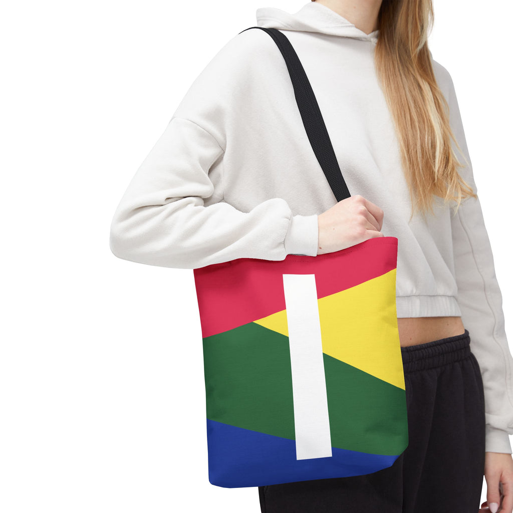 Monogram 'I' Colorblock Tote Bag — Personalized Initial I Shoulder Tote