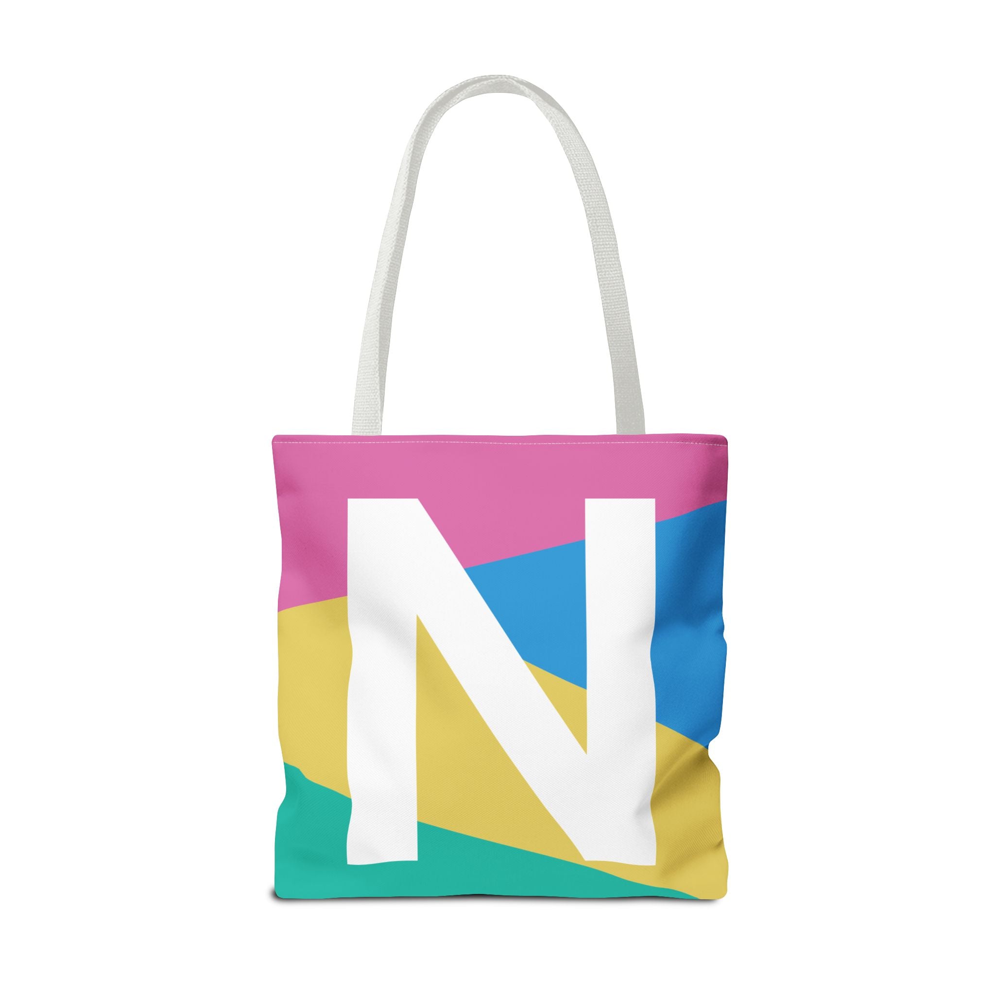 Monogram 'N' Colorblock Tote Bag — Personalized Initial N Shoulder Tote