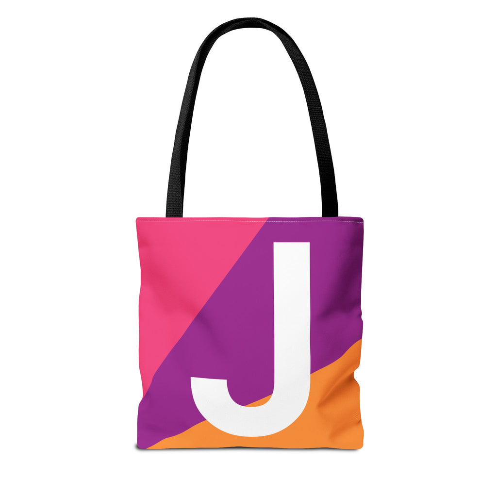 Monogram 'J' Colorblock Tote Bag — Personalized Initial J Shoulder Tote