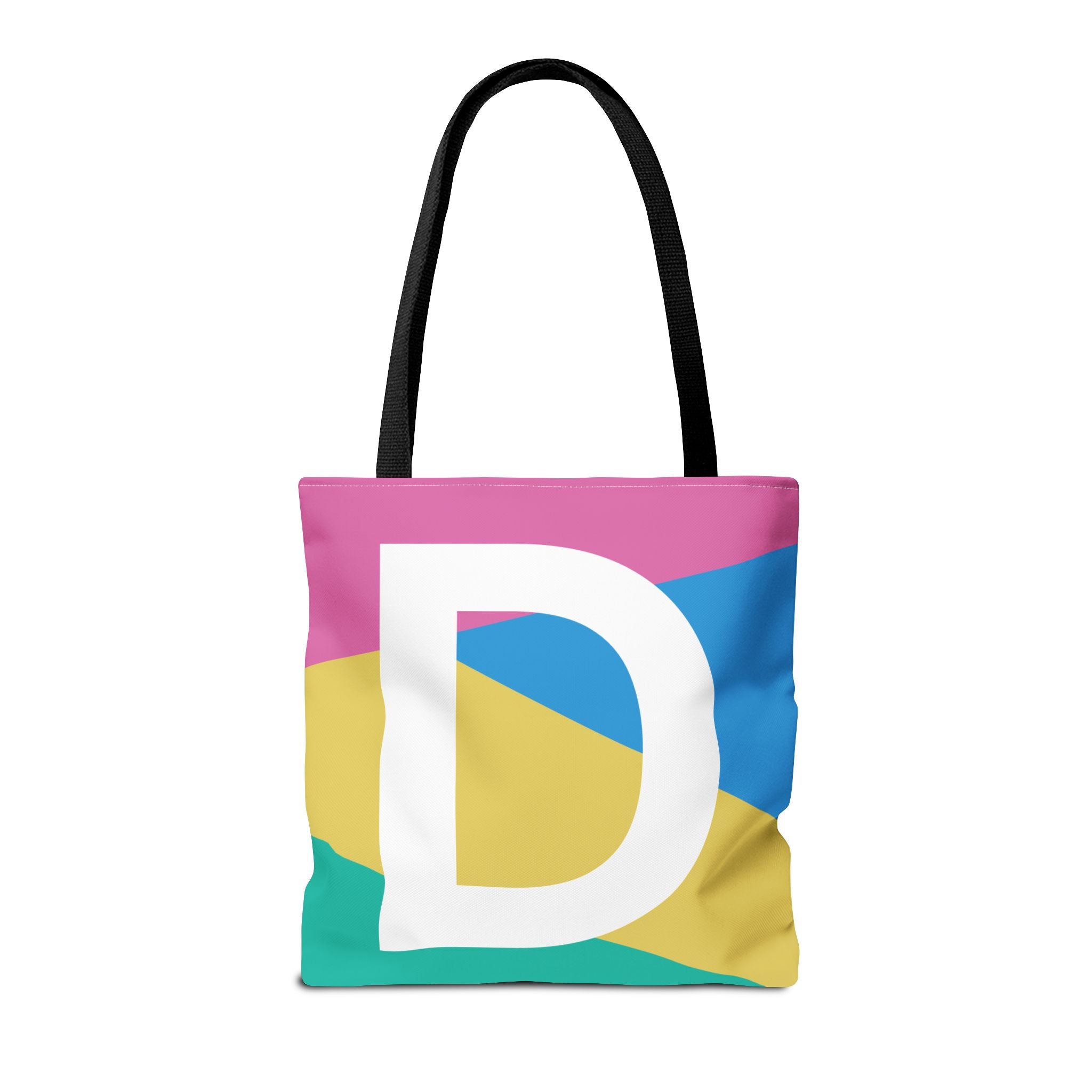 Monogram 'D' Colorblock Tote Bag — Personalized Initial D Shoulder Tote