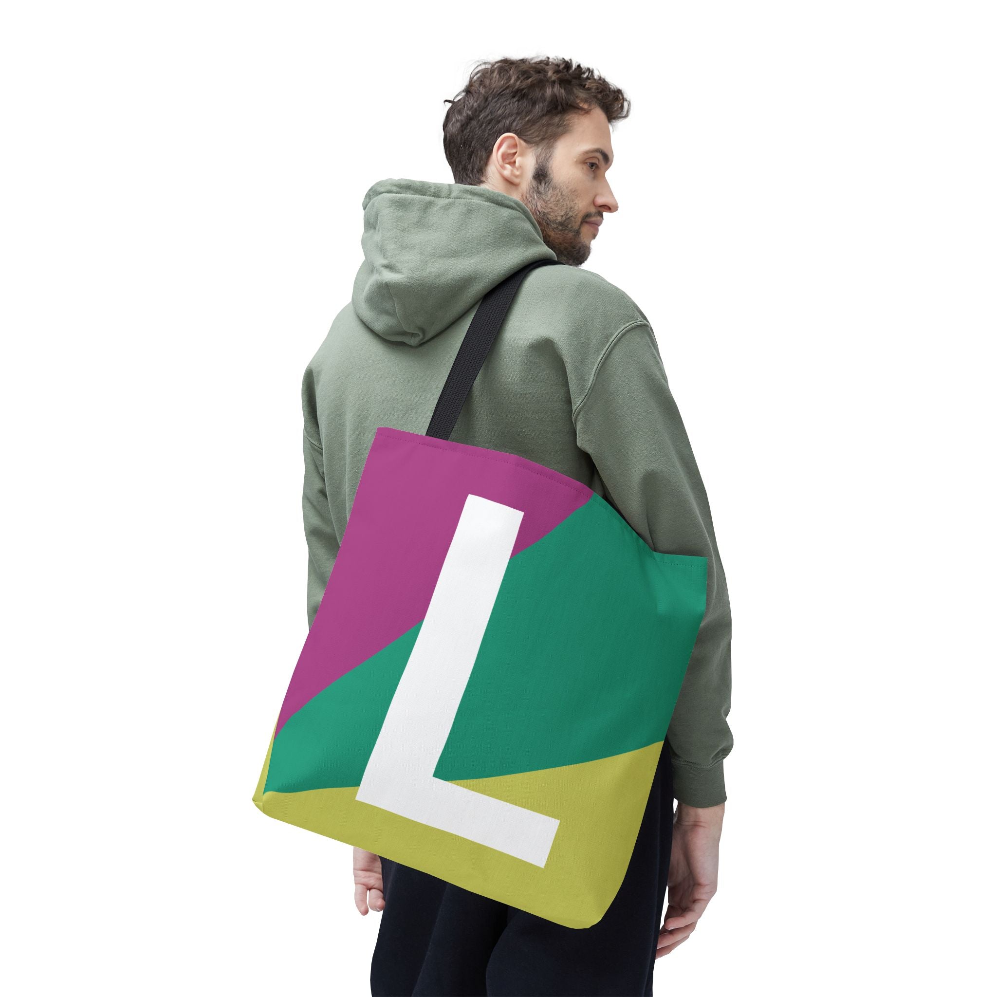 Monogram 'L' Colorblock Tote Bag — Personalized Initial L Shoulder Tote