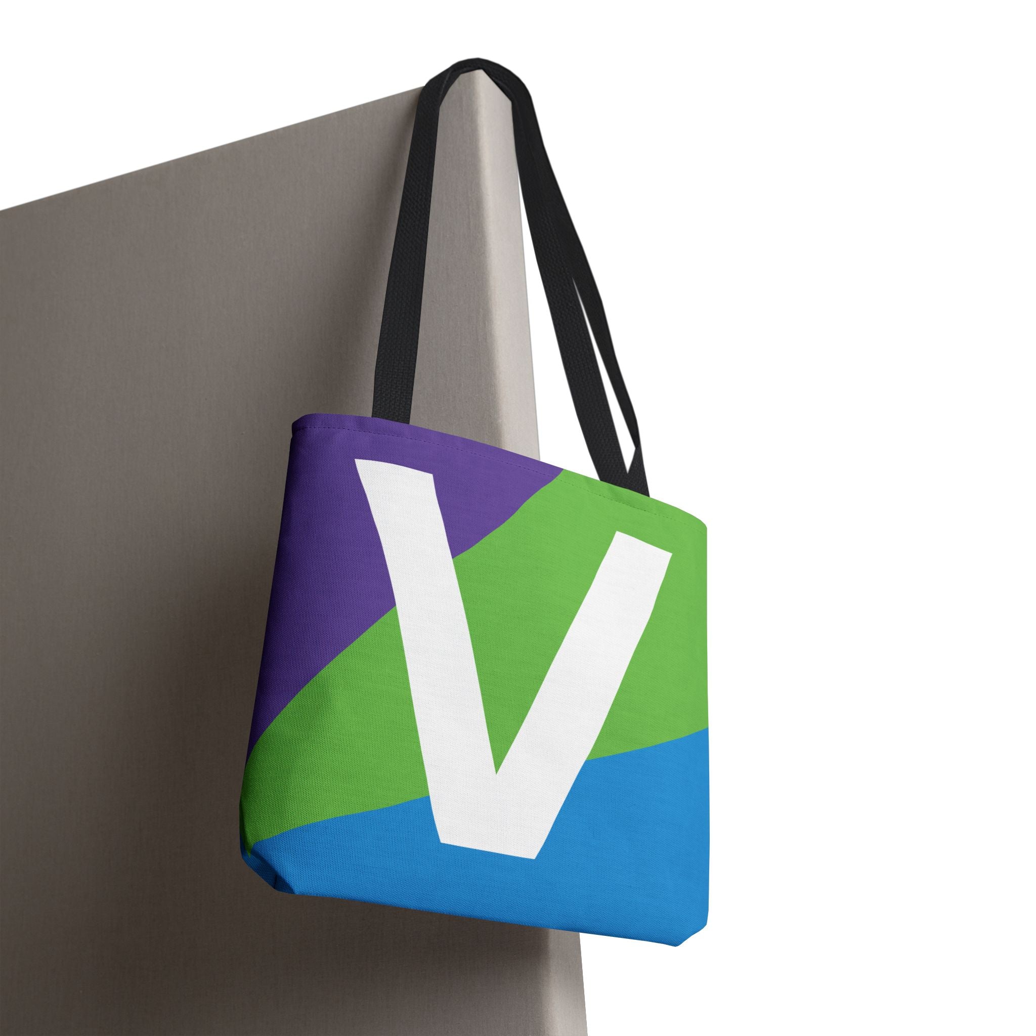 Monogram 'V' Colorblock Tote Bag — Personalized Initial V Shoulder Tote