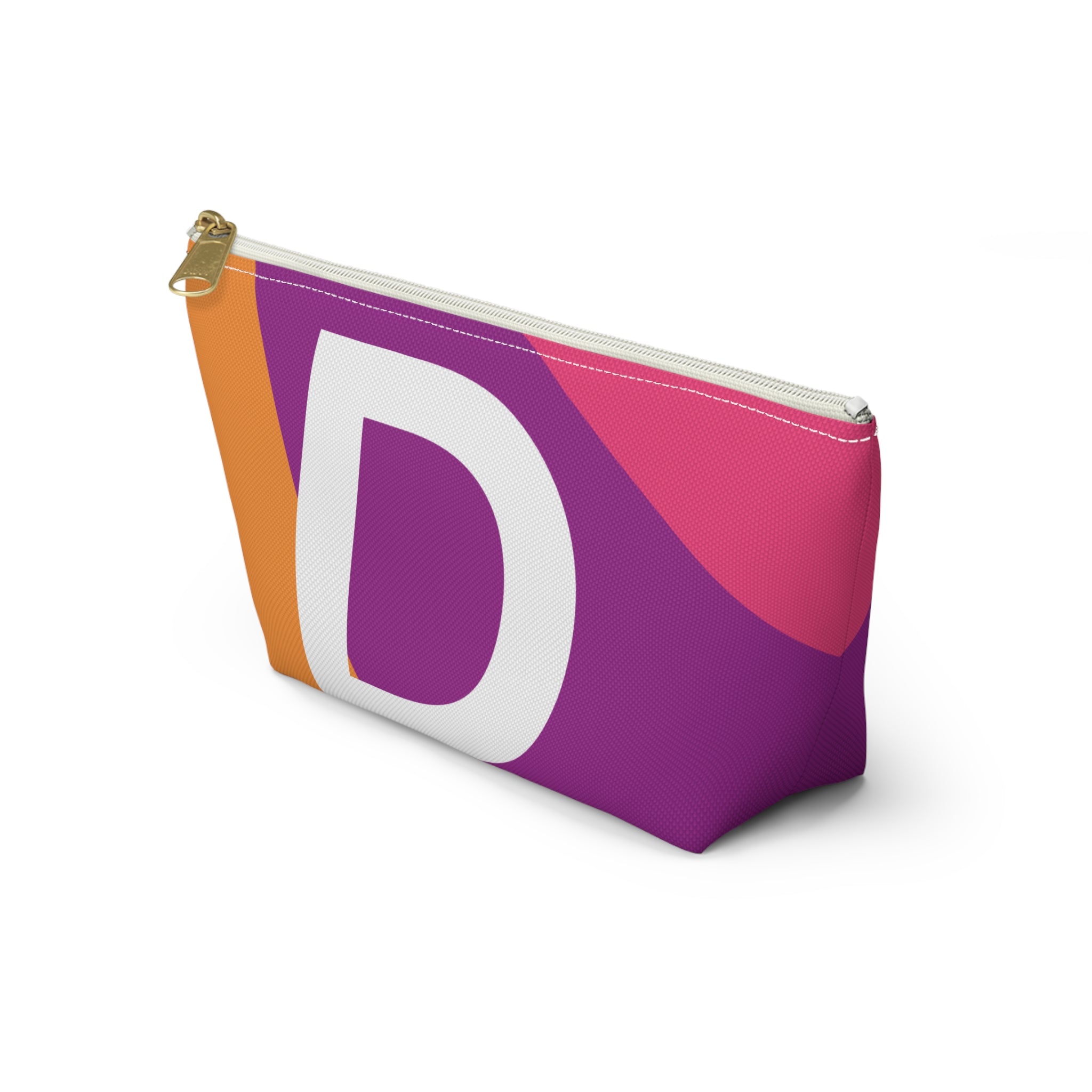 Initials Colorblock Accessory Pouch — Monogram D T-Bottom Cosmetic Bag