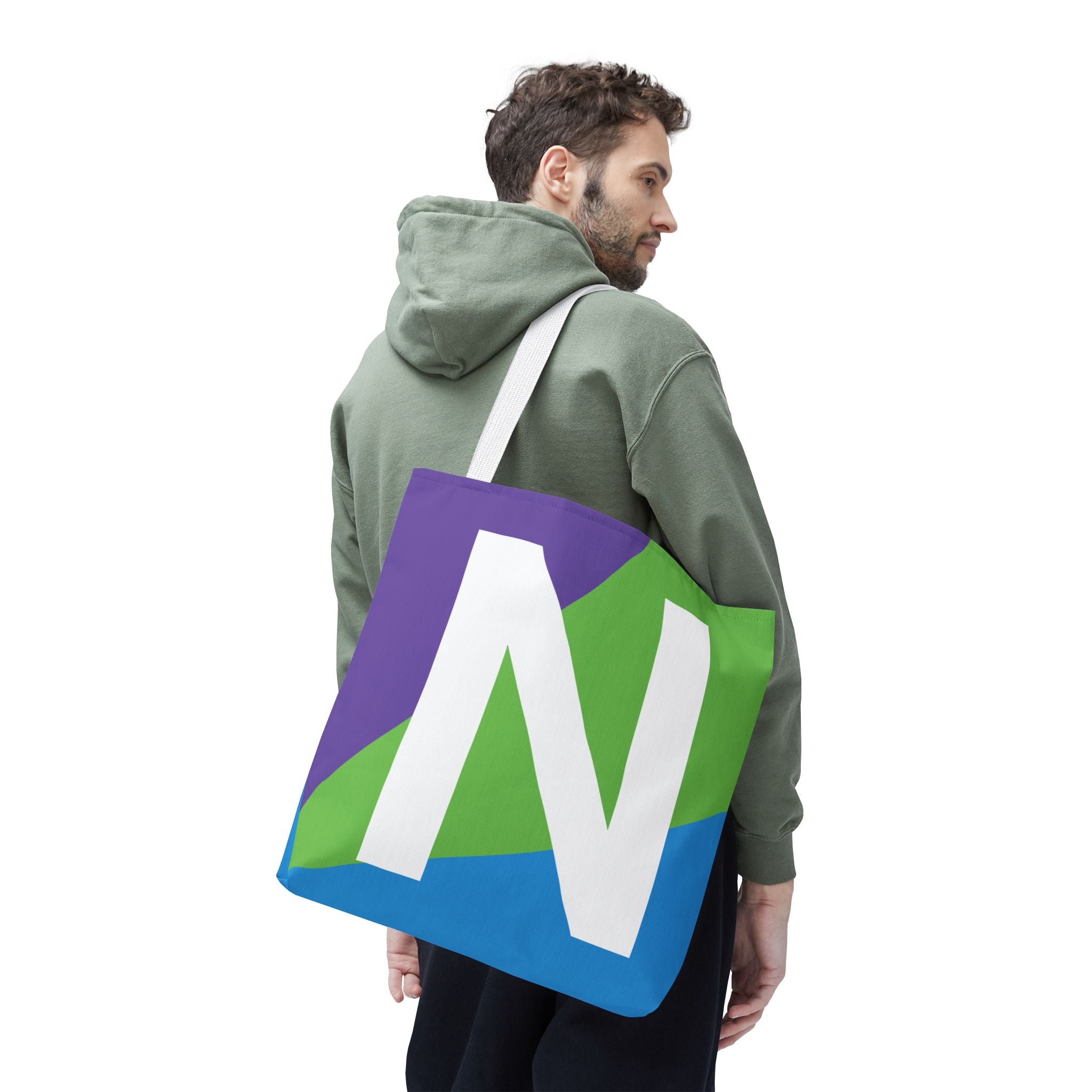 Monogram 'N' Colorblock Tote Bag — Personalized Initial N Shoulder Tote