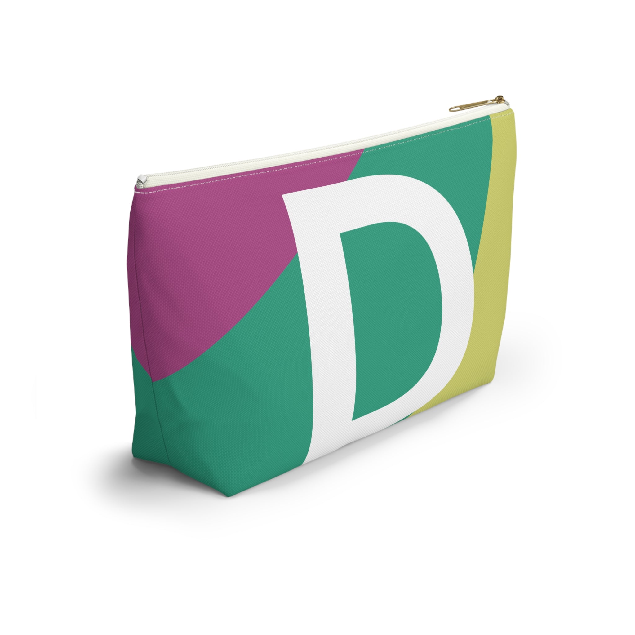 Initials Colorblock Accessory Pouch — Monogram D T-Bottom Cosmetic Bag