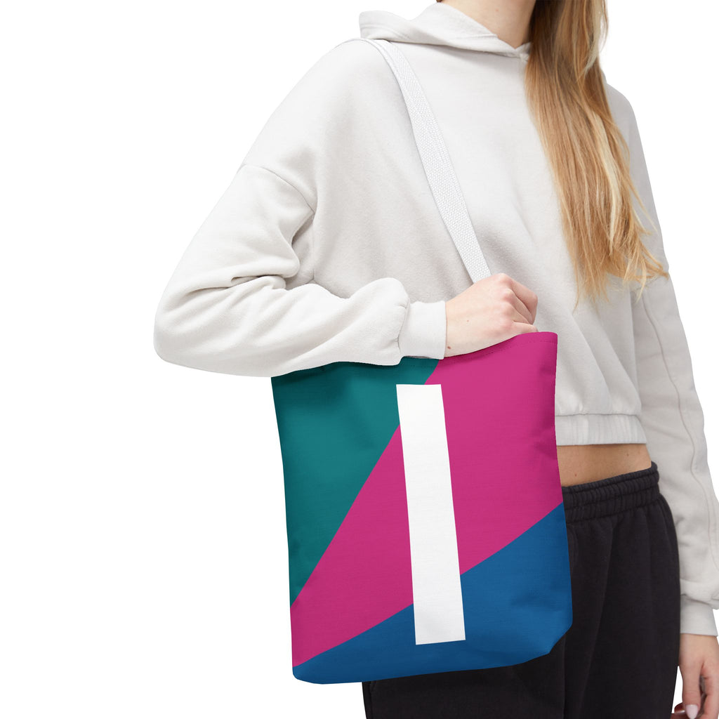 Monogram 'I' Colorblock Tote Bag — Personalized Initial I Shoulder Tote