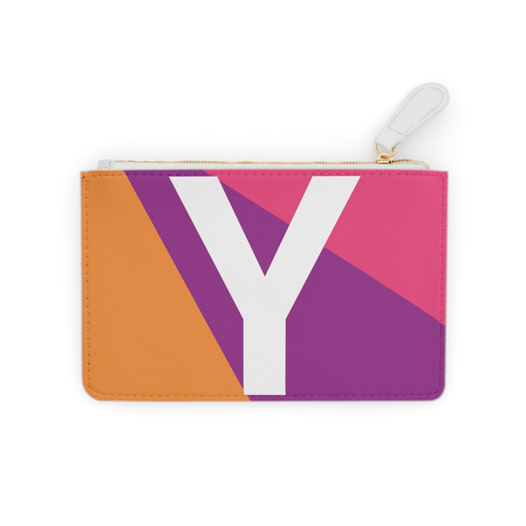 Initial Y Mini Clutch — Colorblock Monogram Wristlet Wallet