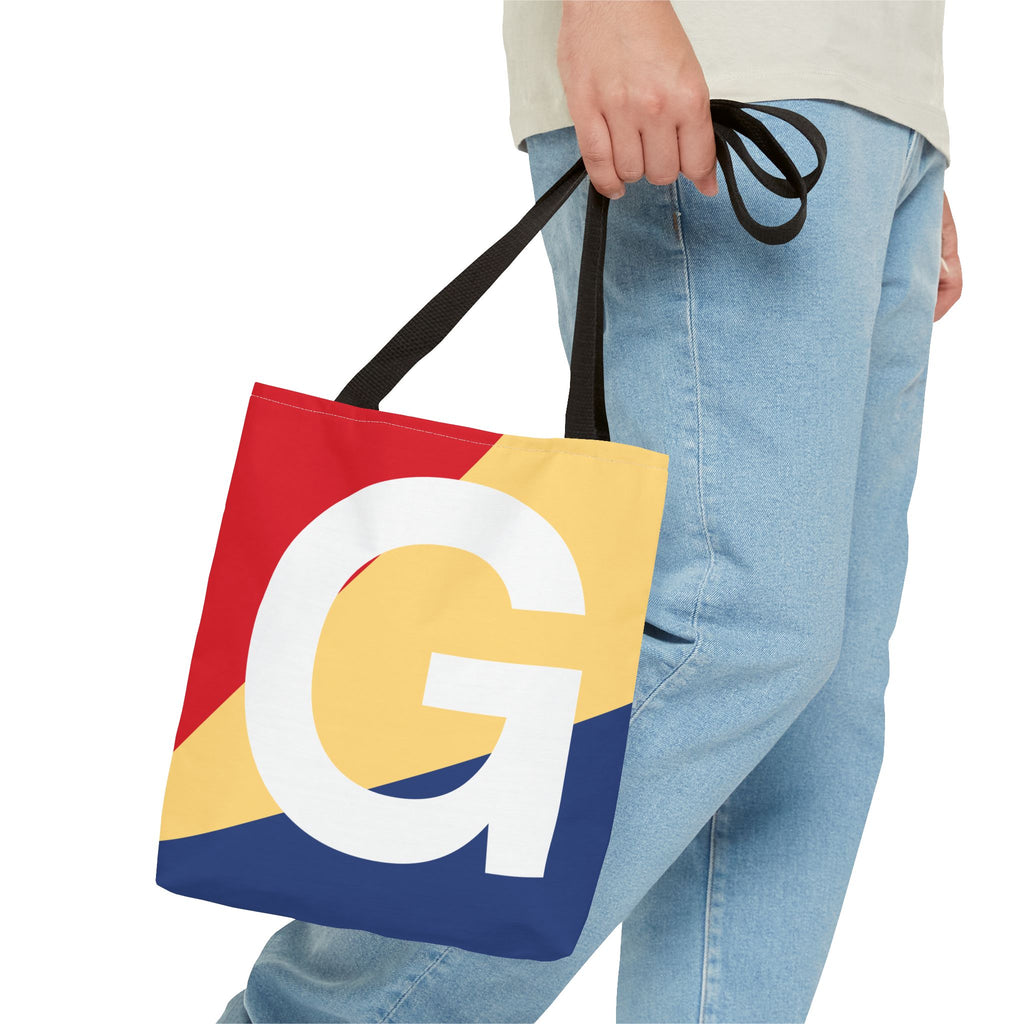 Monogram 'G' Colorblock Tote Bag — Personalized Initial G Shoulder Tote