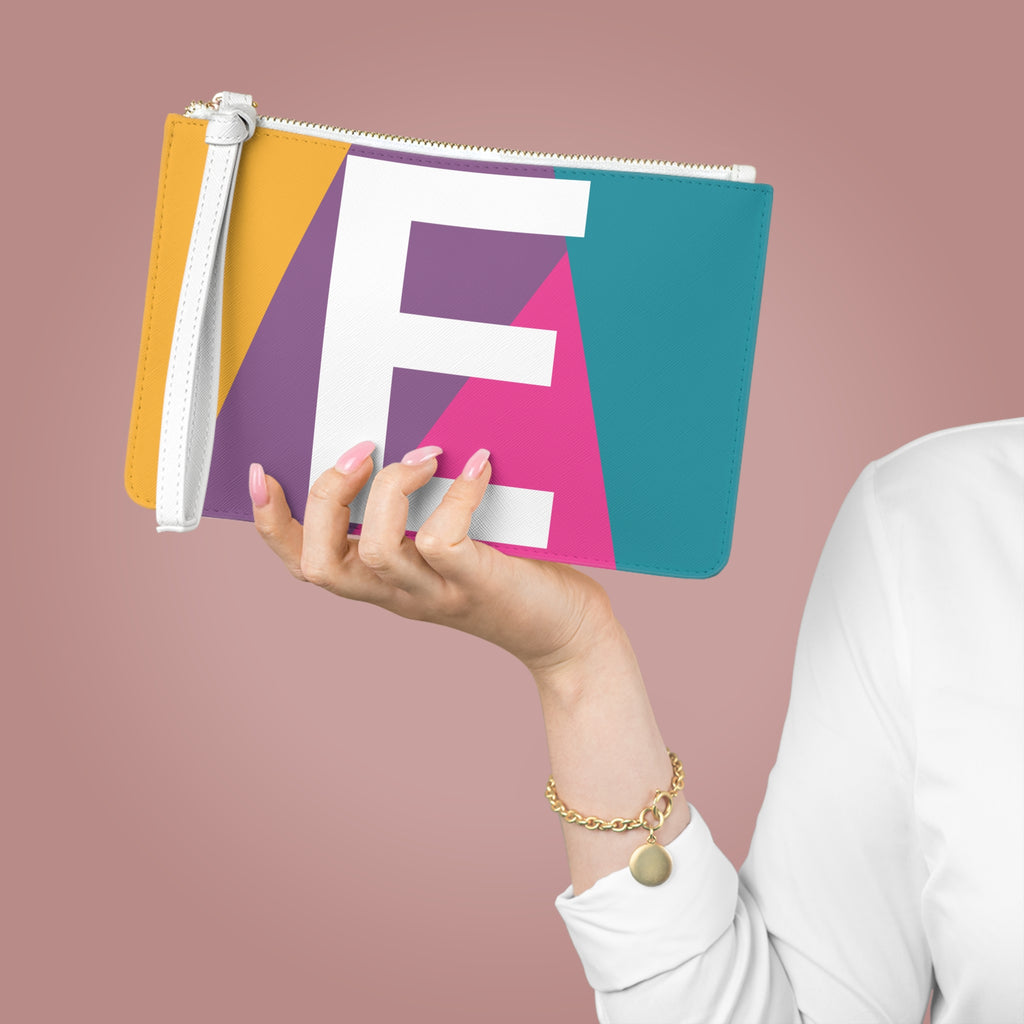Monogram 'E' Colorblock Clutch Bag — Bold Geometric Wristlet for Everyday & Gifts