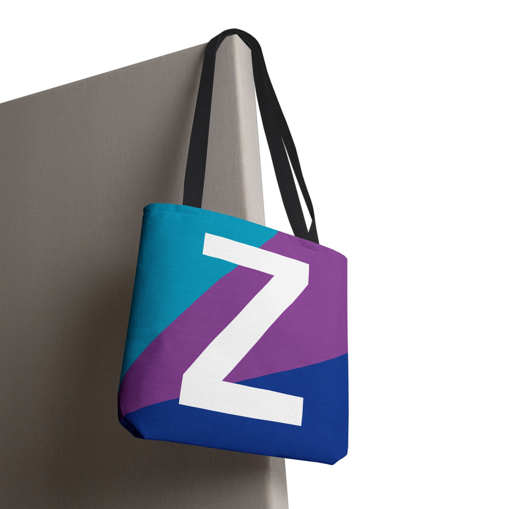 Monogram 'Z' Colorblock Tote Bag — Personalized Initial Z Shoulder Tote