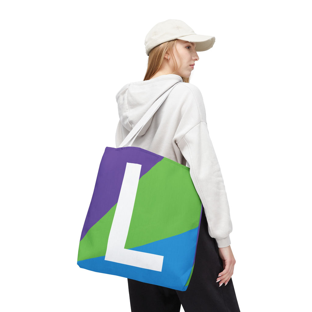 Monogram 'L' Colorblock Tote Bag — Personalized Initial L Shoulder Tote