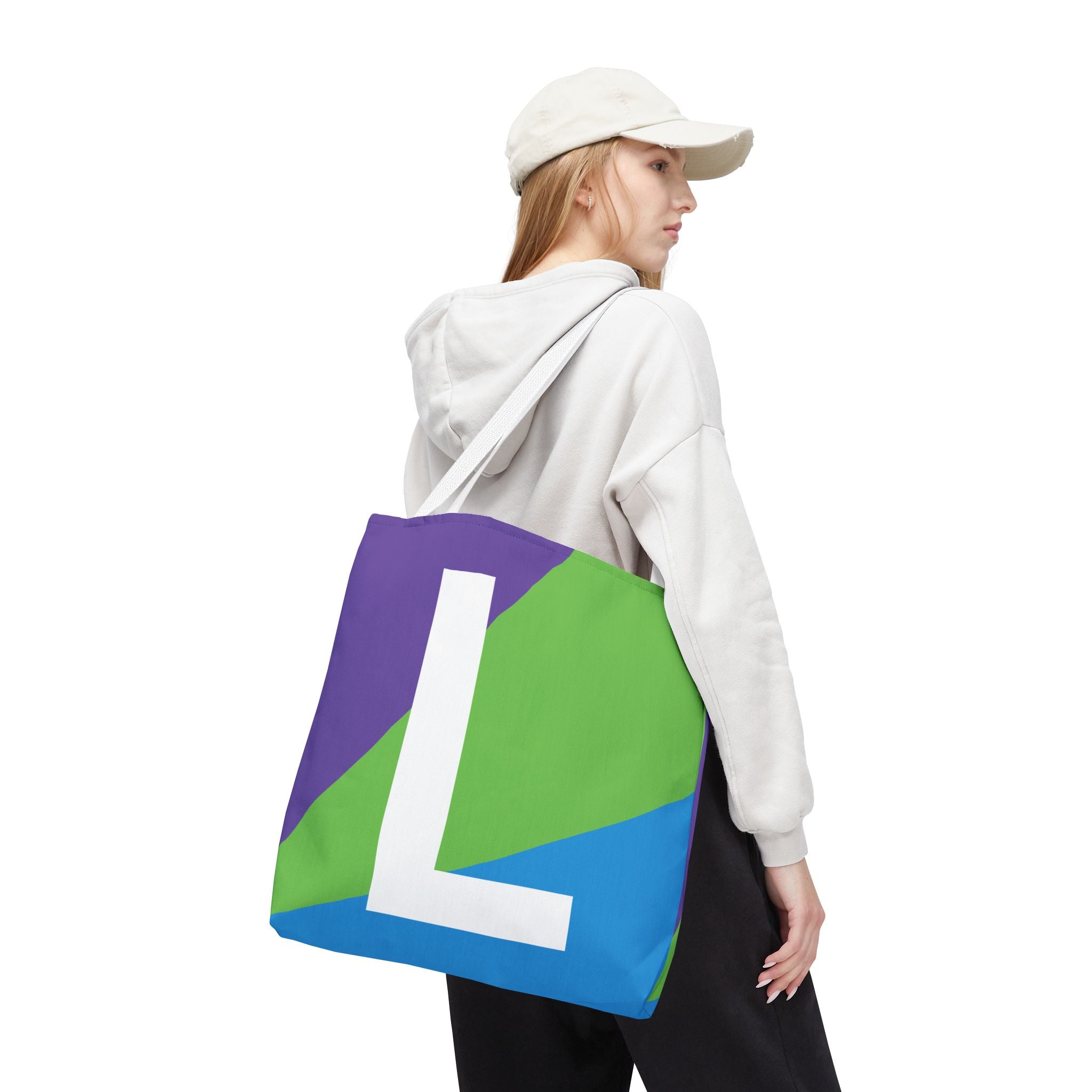 Monogram 'L' Colorblock Tote Bag — Personalized Initial L Shoulder Tote