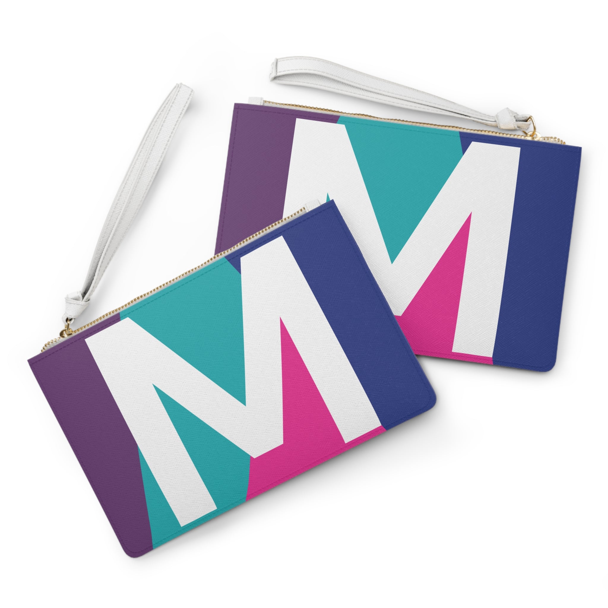 Monogram 'M' Colorblock Clutch Bag — Bold Geometric Wristlet for Everyday & Gifts